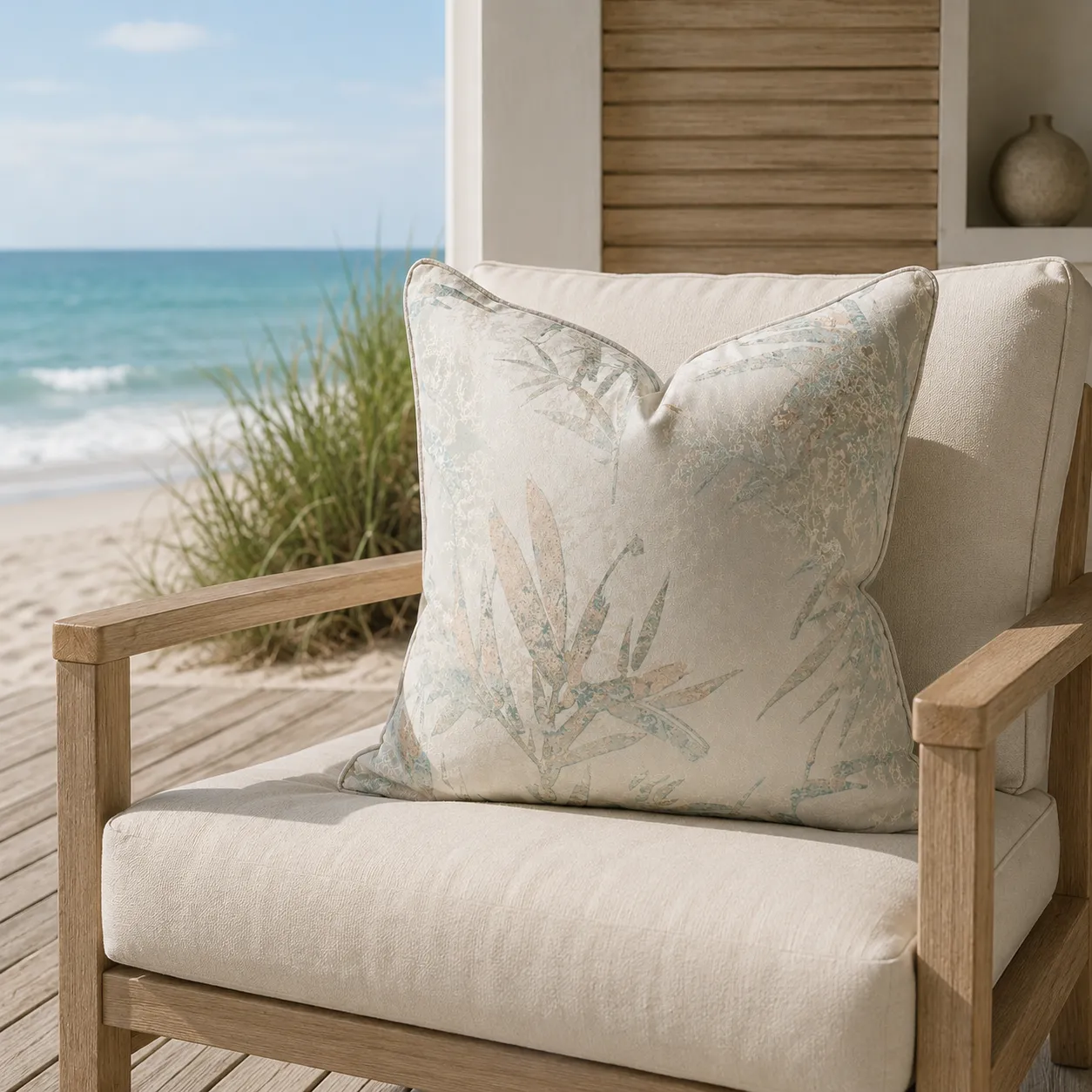 Cojín tela Jacquard liso, Verde agua (45*45cm)
