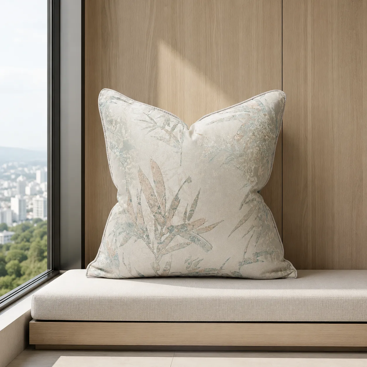 Cojín tela Jacquard liso, Verde agua (45*45cm)