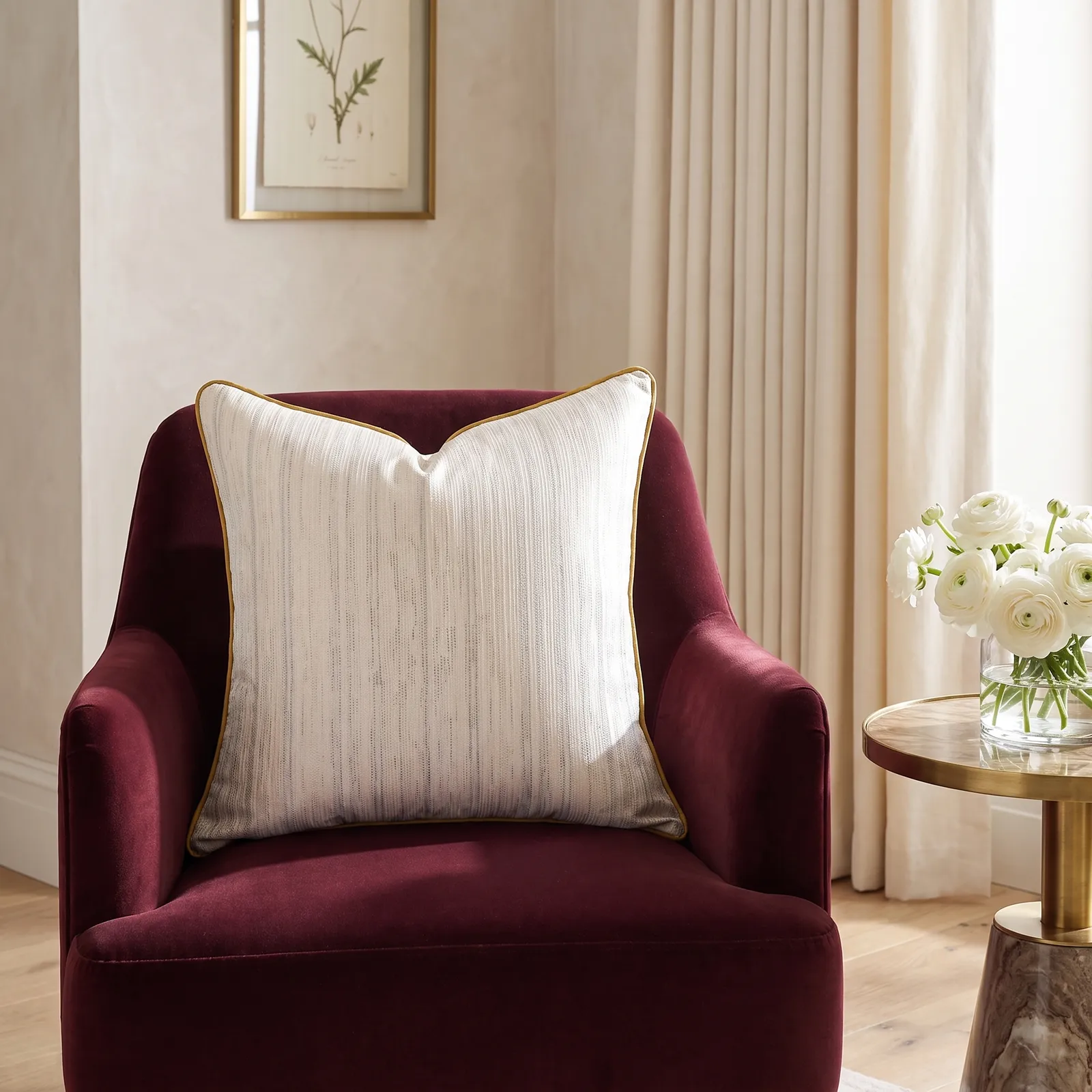 Cojín tela Jacquard lineal, Beige (50*50cm)