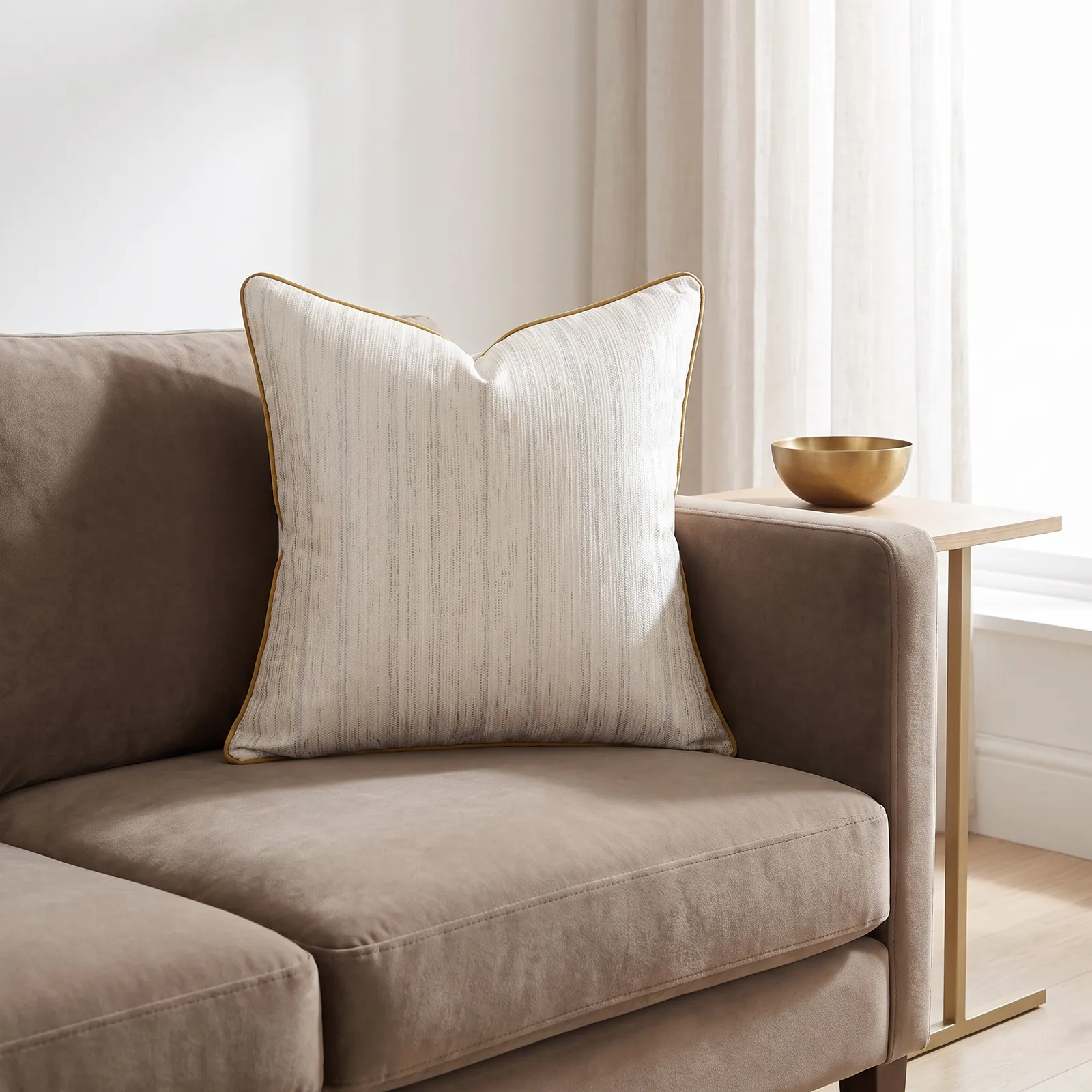 Cojín tela Jacquard lineal, Beige (50*50cm)