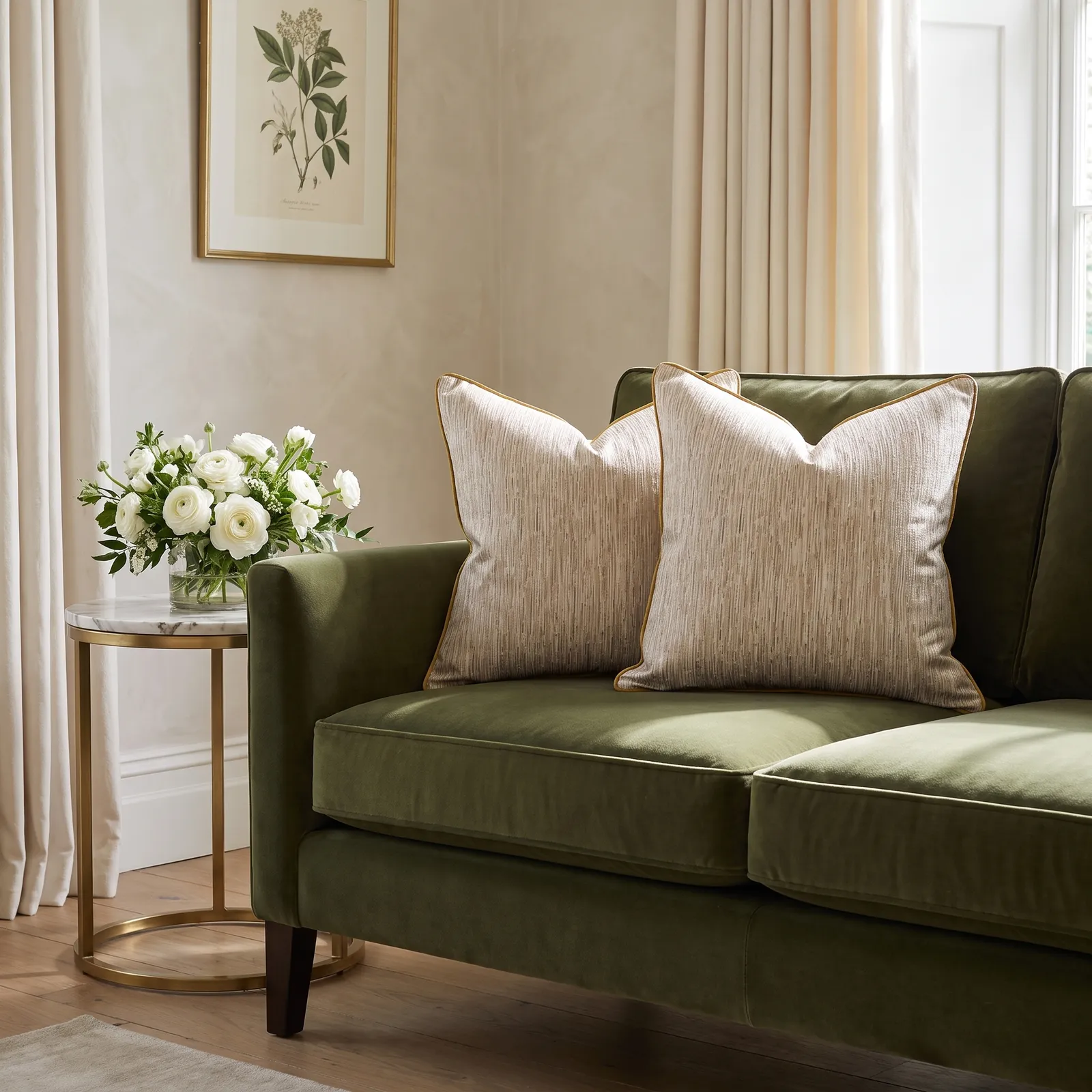 Cojín tela Jacquard lineal, Dorado (45*45cm)