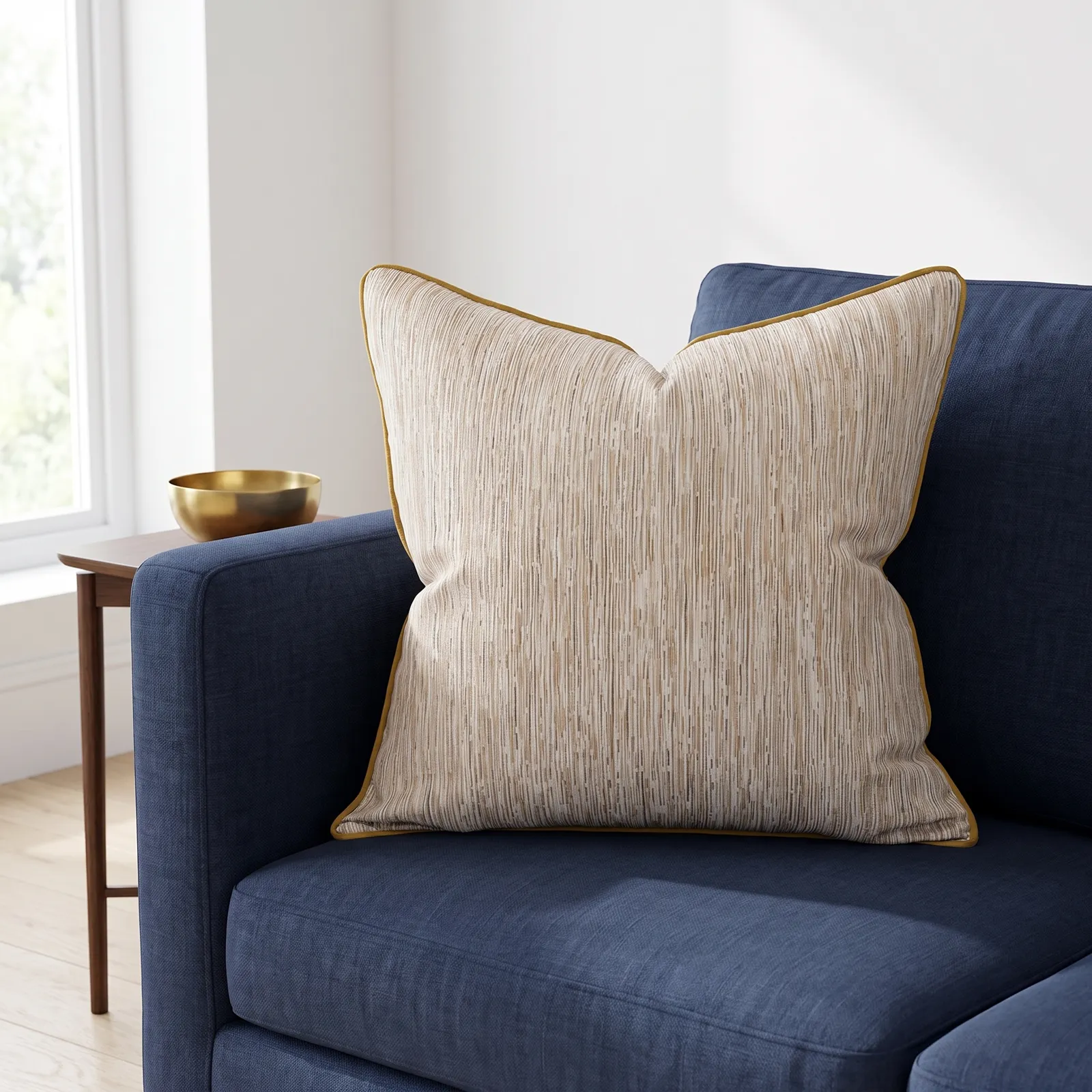 Cojín tela Jacquard lineal, Dorado (45*45cm)
