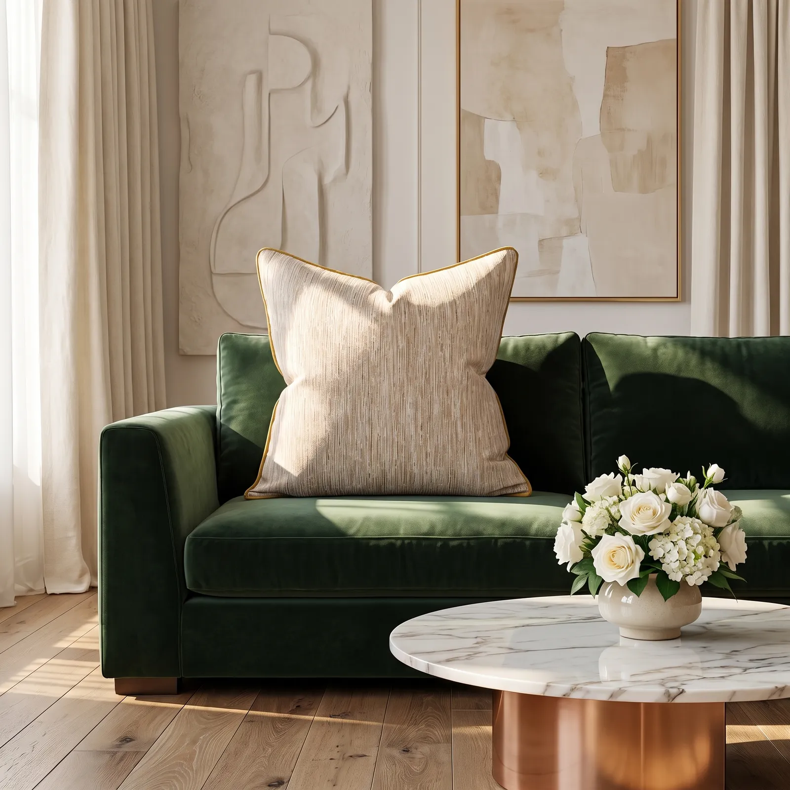 Cojín tela Jacquard lineal, Dorado (60*60cm)