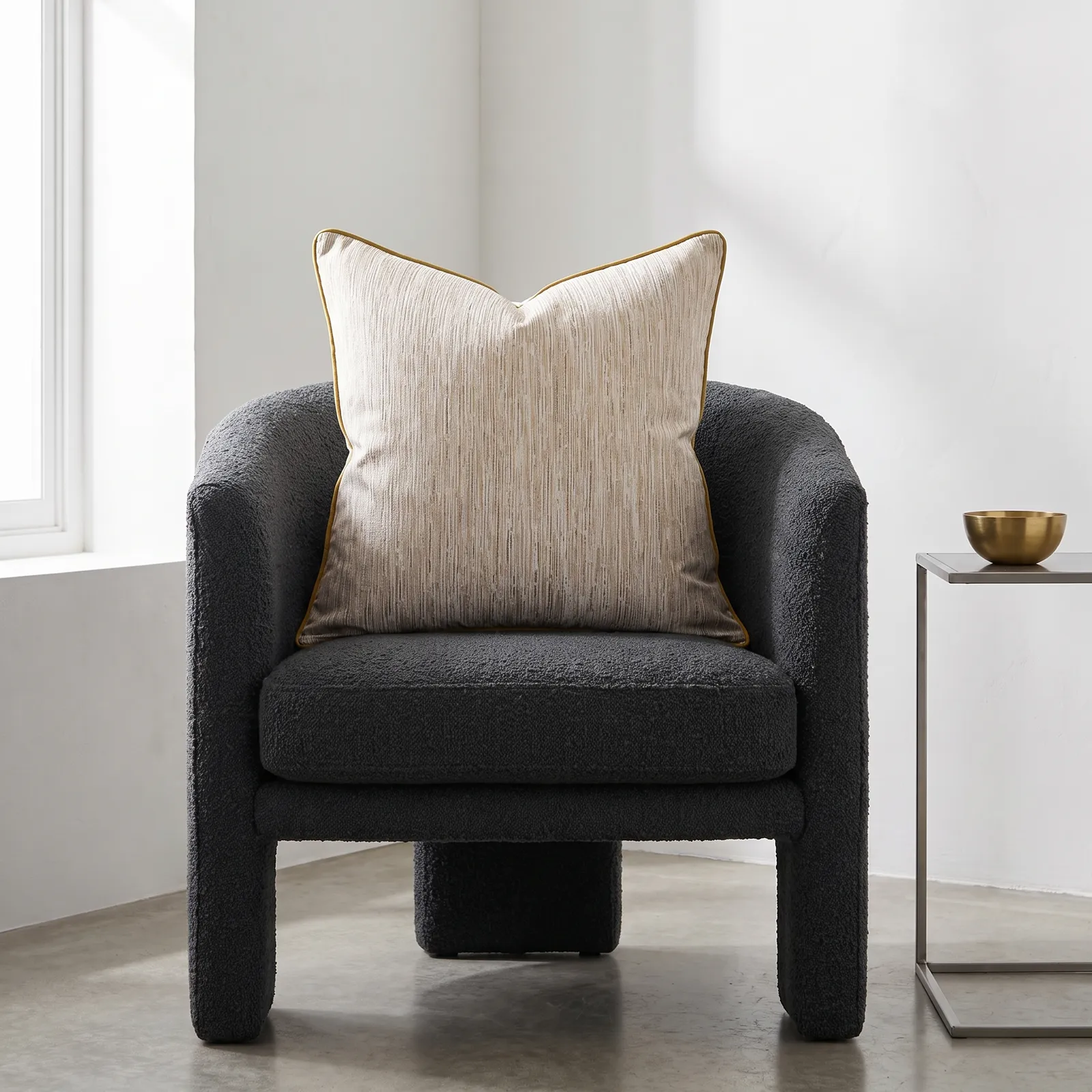 Cojín tela Jacquard lineal, Dorado (60*60cm)