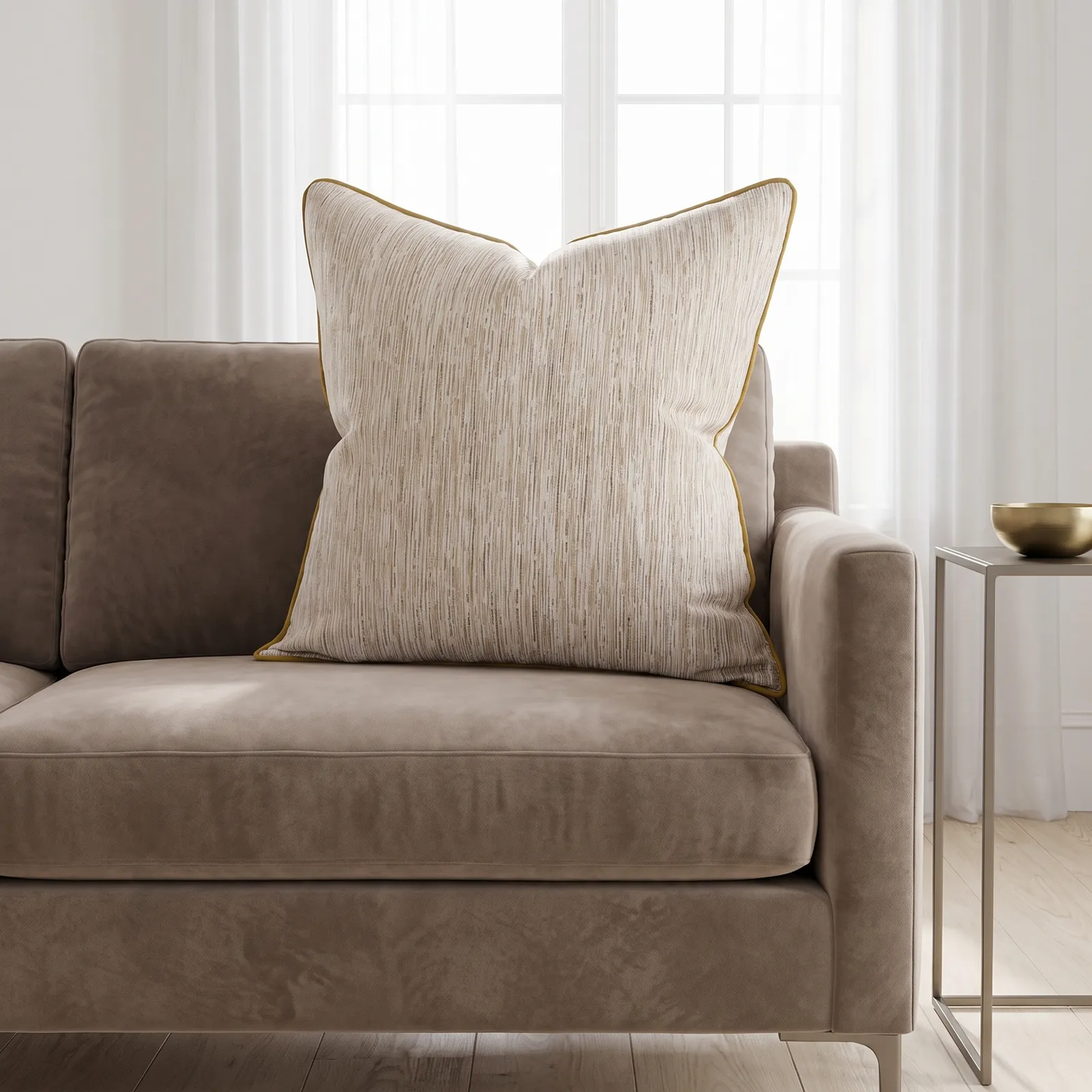Cojín tela Jacquard lineal, Dorado (60*60cm)