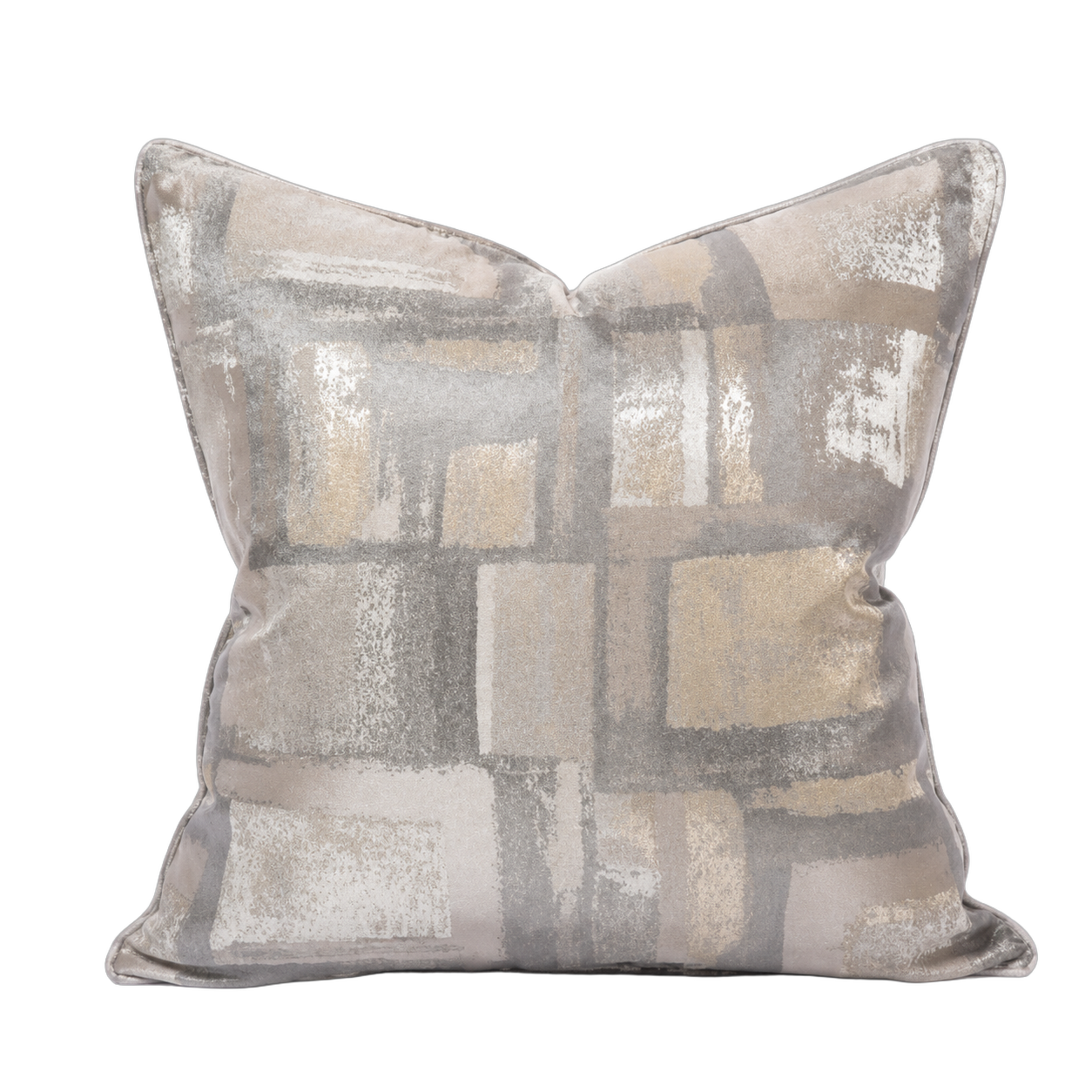Cojín geométrico degradé, Beige y gris (45*45cm)