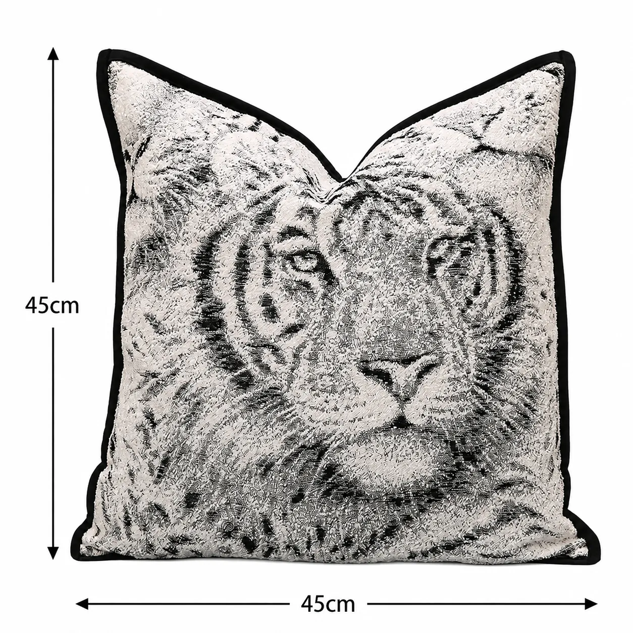 Cojín tela Jacquard león, Negro y gris (45*45cm)