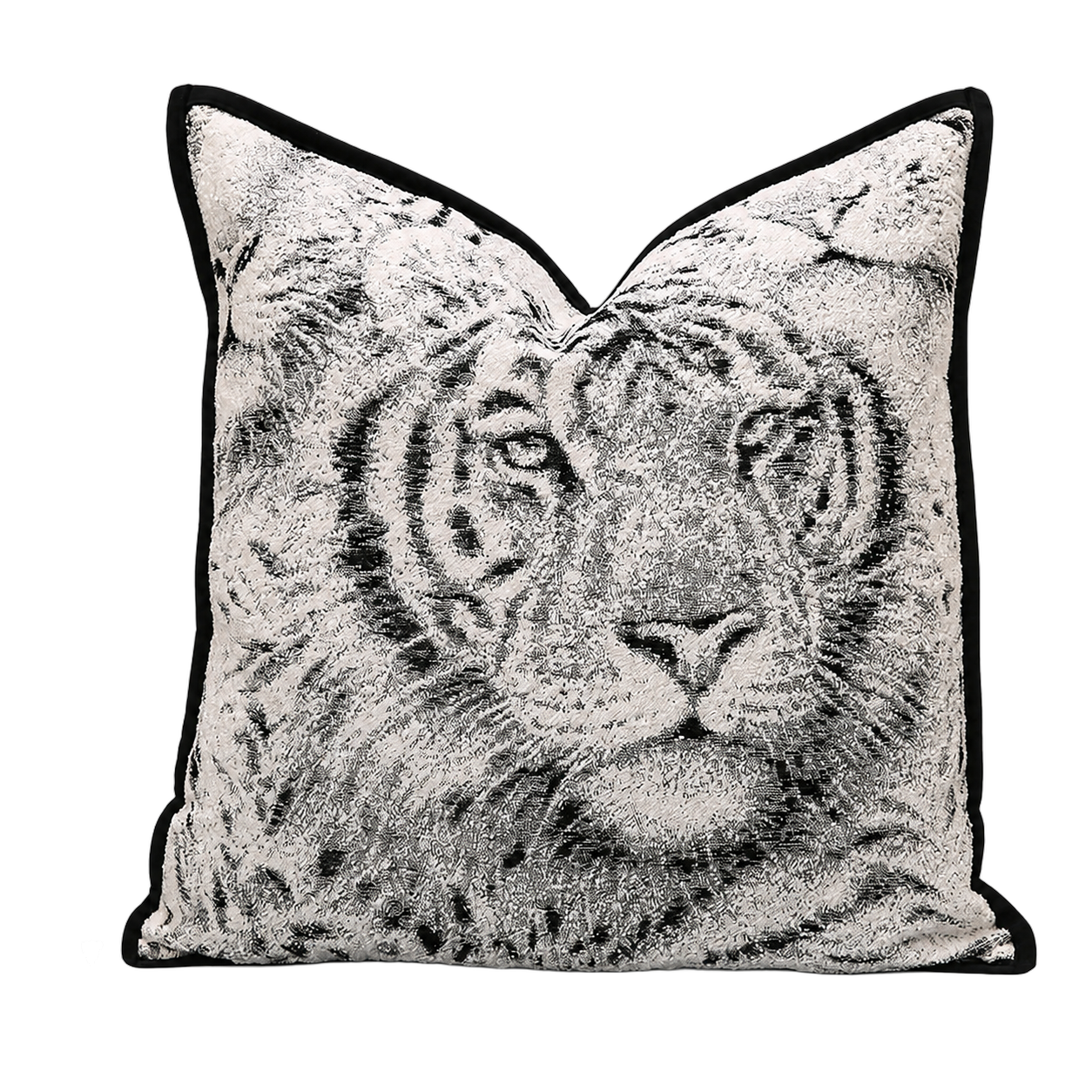 Cojín tela Jacquard león, Negro y gris (45*45cm)