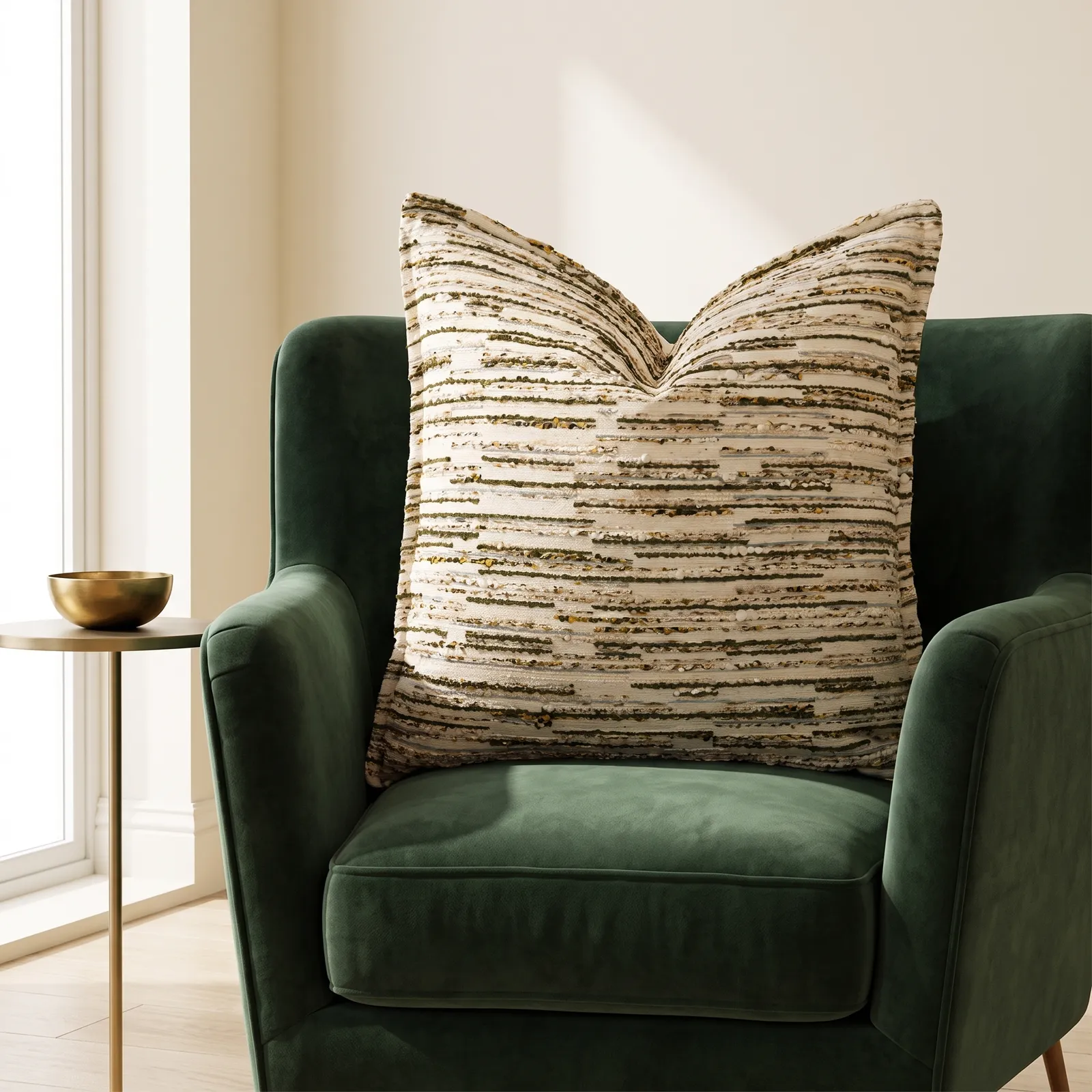Cojín tela Jacquard ladrillo, Beige (45*45cm)
