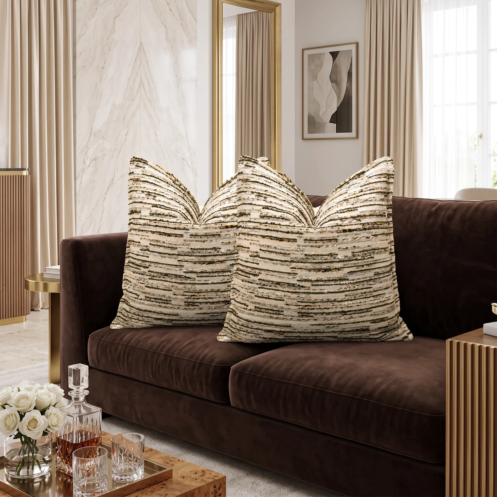 Cojín tela Jacquard ladrillo, Beige (50*50cm)