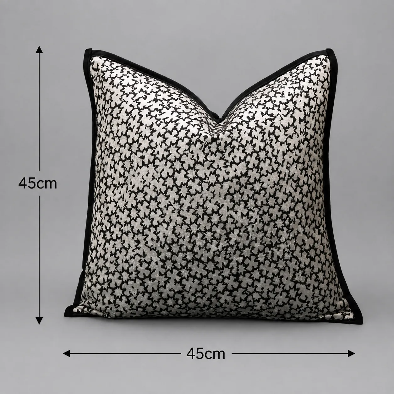 Cojín tela Jacquard abstracto, Plateado y negro (45*45cm)
