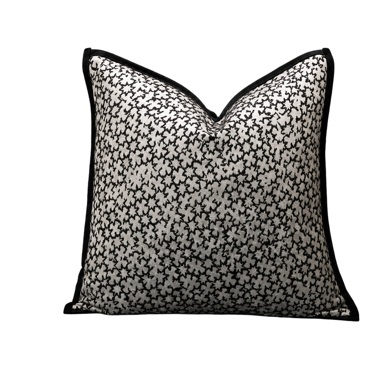 Cojín tela Jacquard abstracto, Plateado y negro (45*45cm)