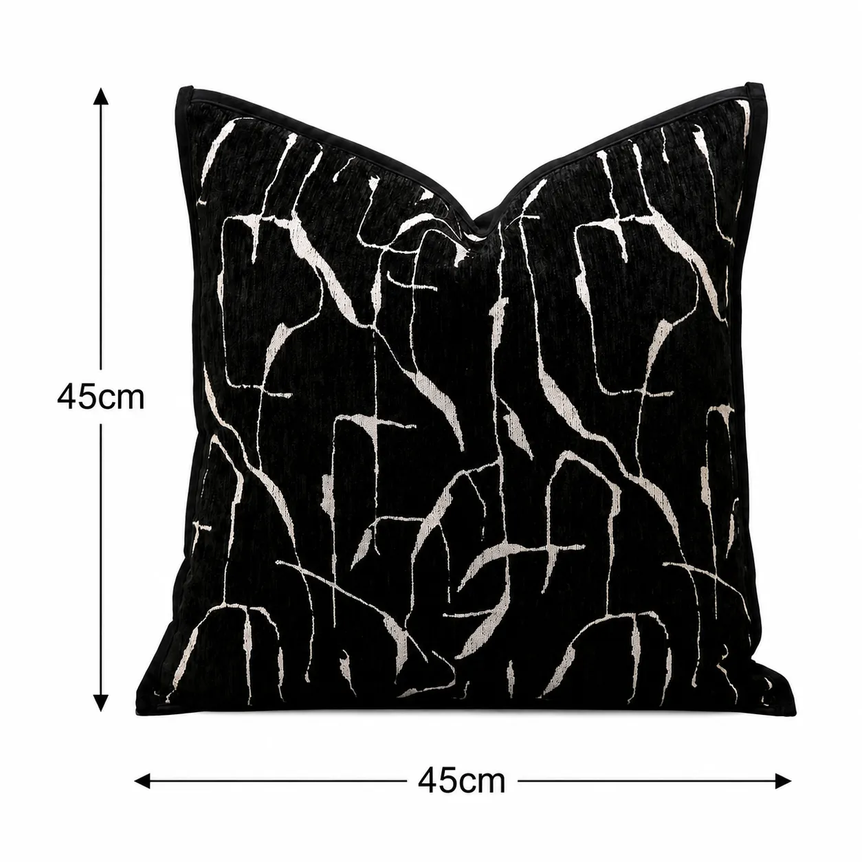Cojín tela Jacquard abstracto, Negro (45*45cm)