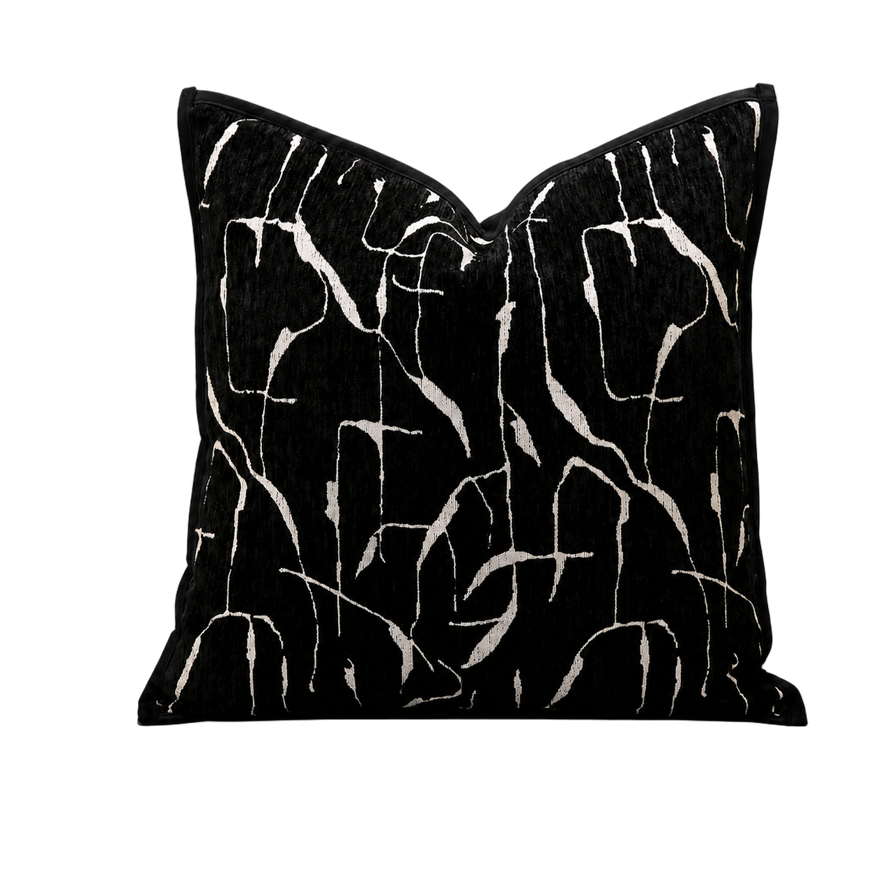 Cojín tela Jacquard abstracto, Negro (45*45cm)