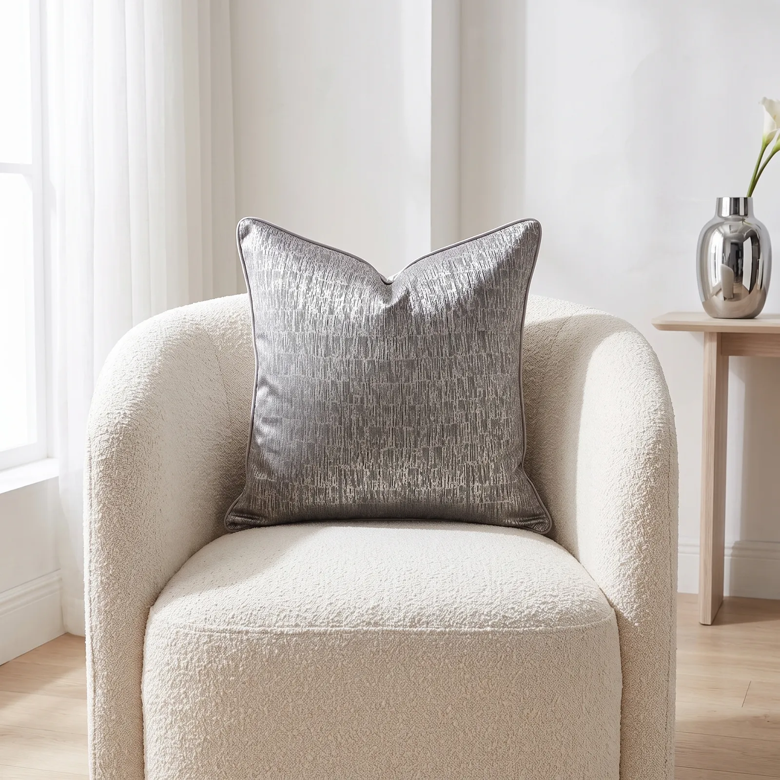 Cojín tela Jacquard liso, Metalizado (45*45cm)