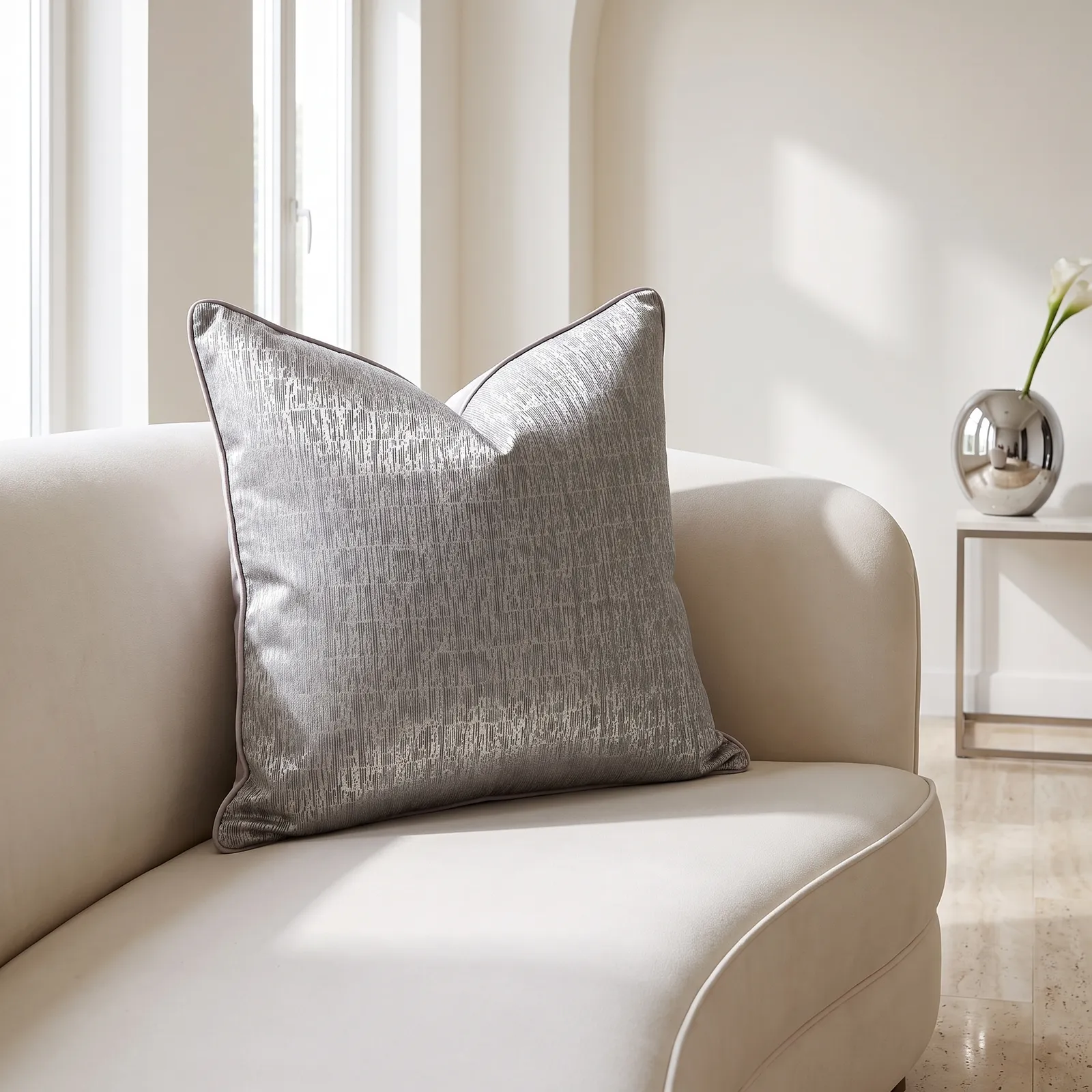Cojín tela Jacquard liso, Metalizado (50*50cm)