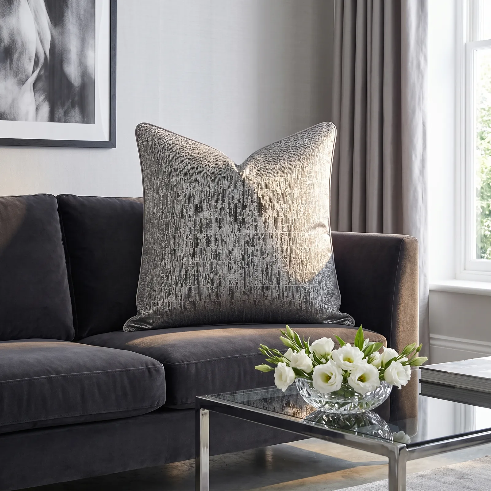 Cojín tela Jacquard liso, Metalizado (60*60cm)