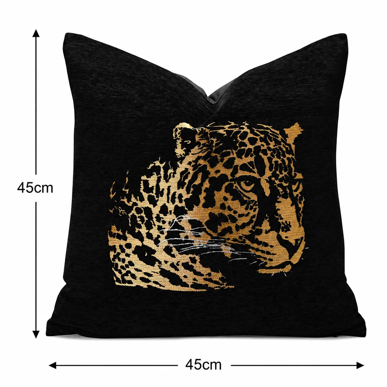 Cojín tela Jacquard tigre, Negro y dorado (45*45cm)