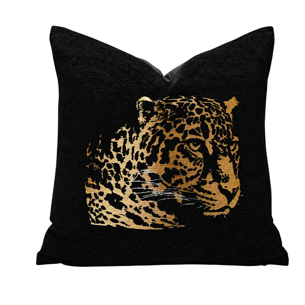 Cojín tela Jacquard tigre, Negro y dorado (45*45cm)