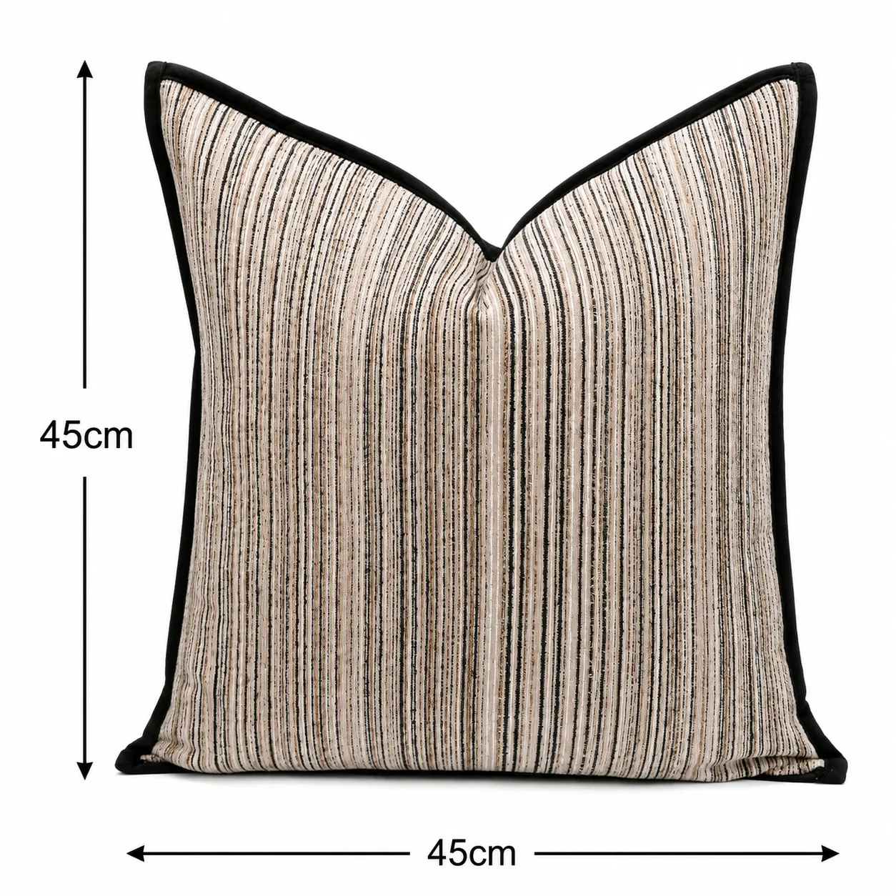 Cojín tela Jacquard lineal, Beige y negro (45*45cm)