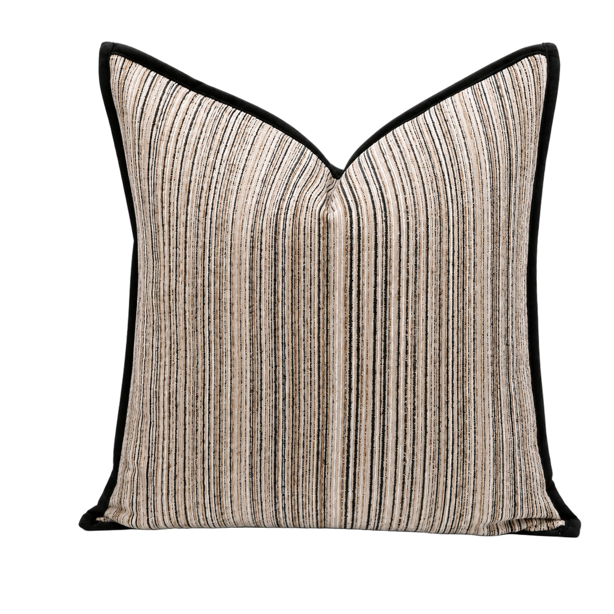 Cojín tela Jacquard lineal, Beige y negro (45*45cm)