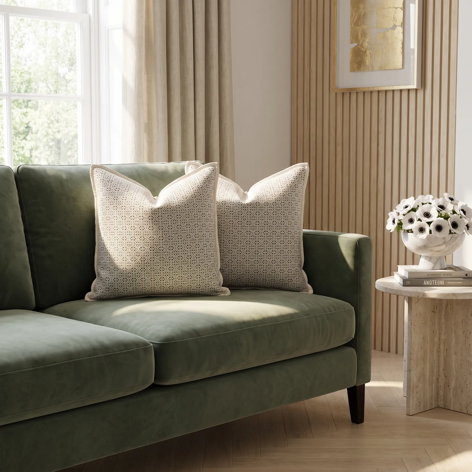 Cojín tela Jacquard geométrico, Beige (45*45cm)