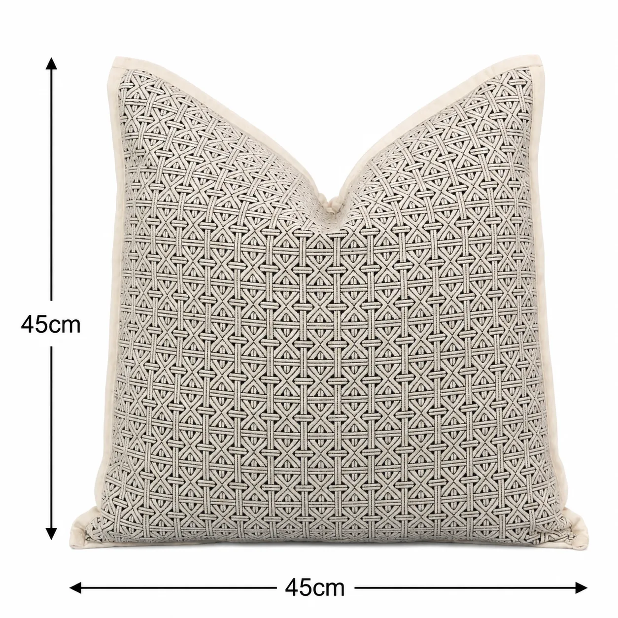 Cojín tela Jacquard geométrico, Beige (45*45cm)