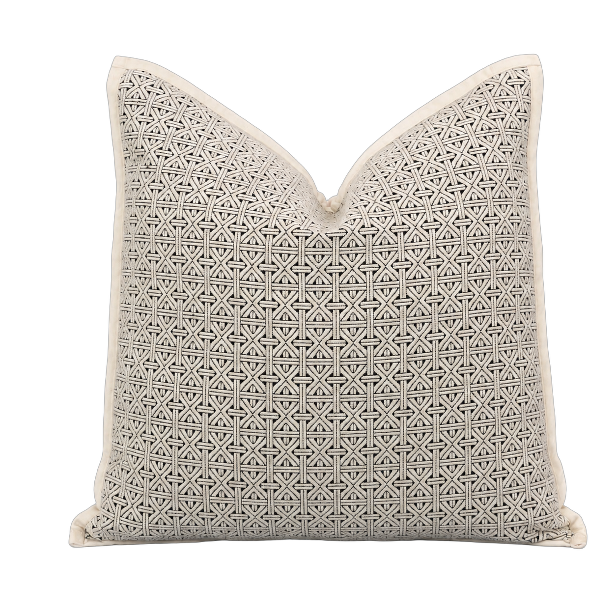 Cojín tela Jacquard geométrico, Beige (45*45cm)