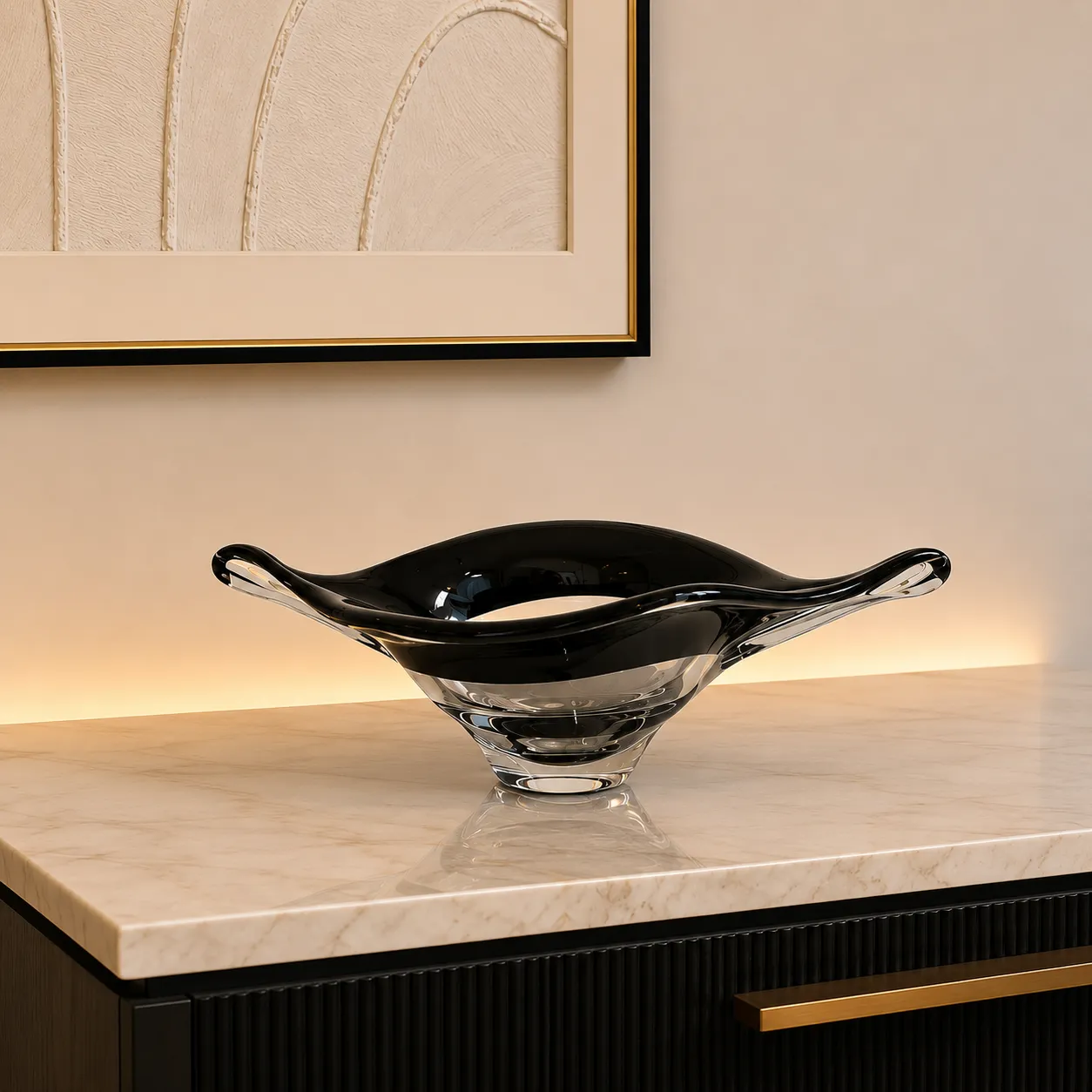 Bandeja de cristal de Murano pico de pez, Humo (40*18*14cm)