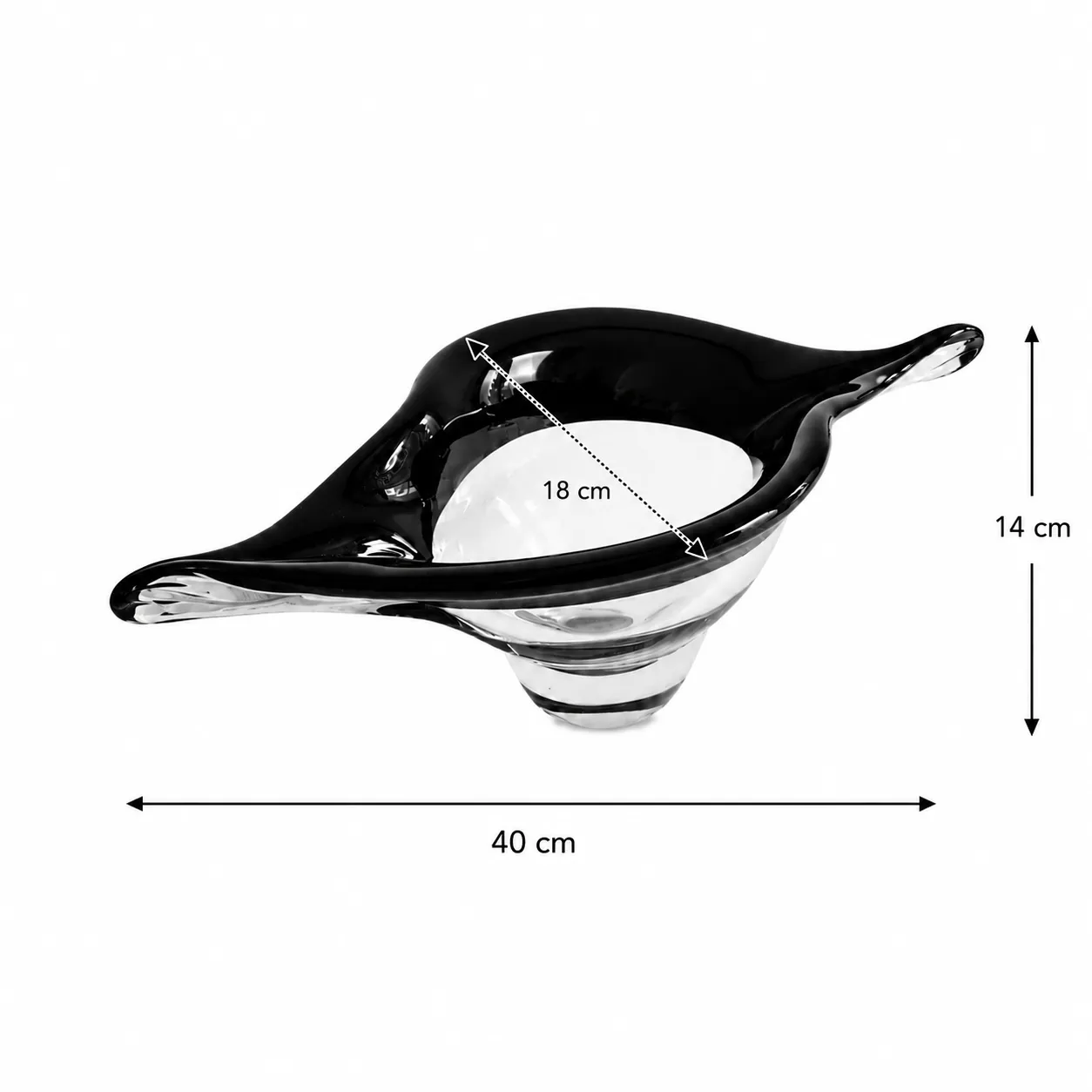 Bandeja de cristal de Murano pico de pez, Humo (40*18*14cm)