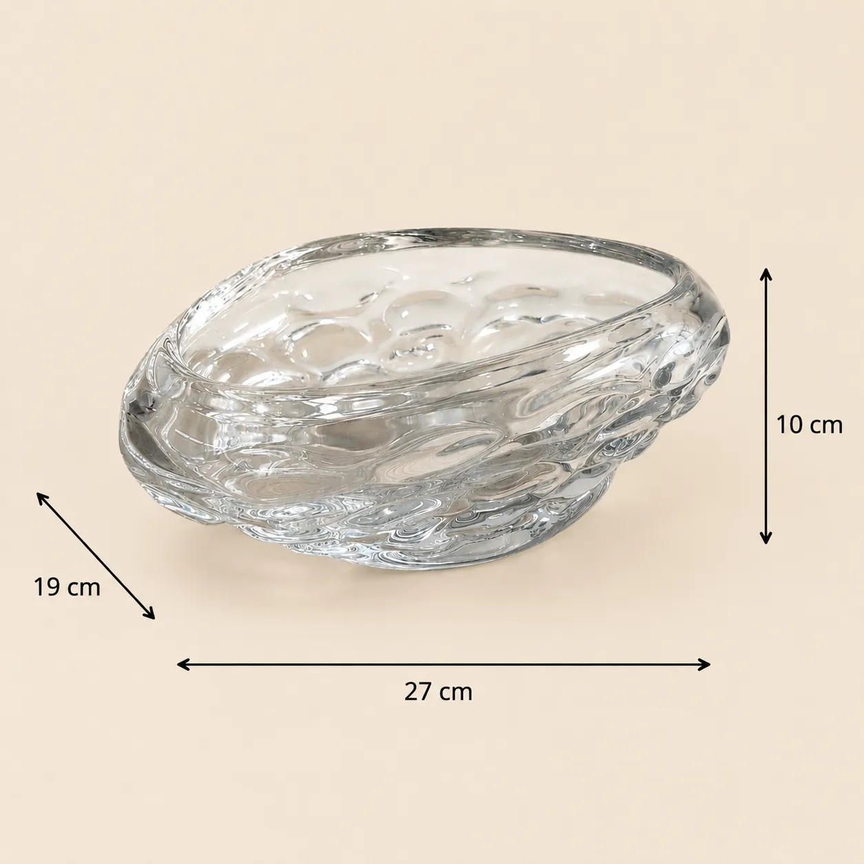 Bandeja de cristal de Murano Bohemia, Transparente (27*19*10cm)