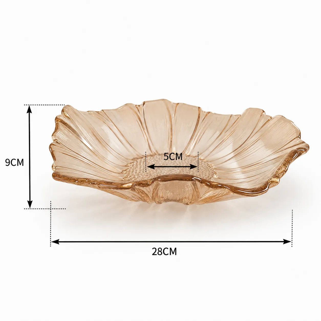 Bandeja de cristal de Murano girasol pequeña, Ámbar (28*9cm)