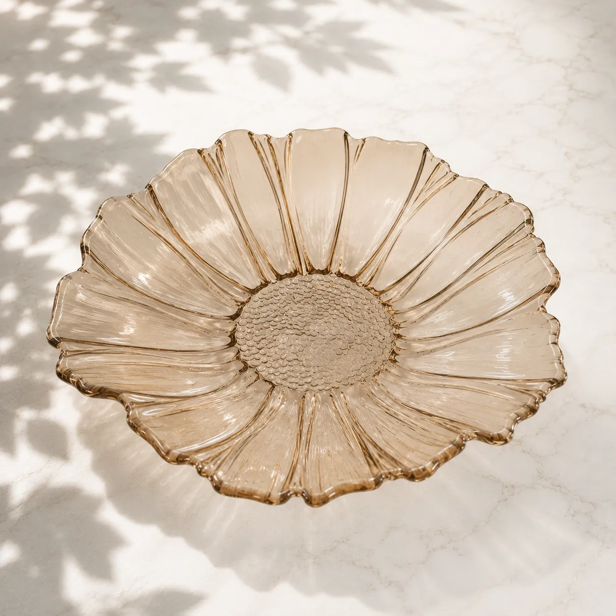 Bandeja de cristal de Murano girasol pequeña, Ámbar (28*9cm)
