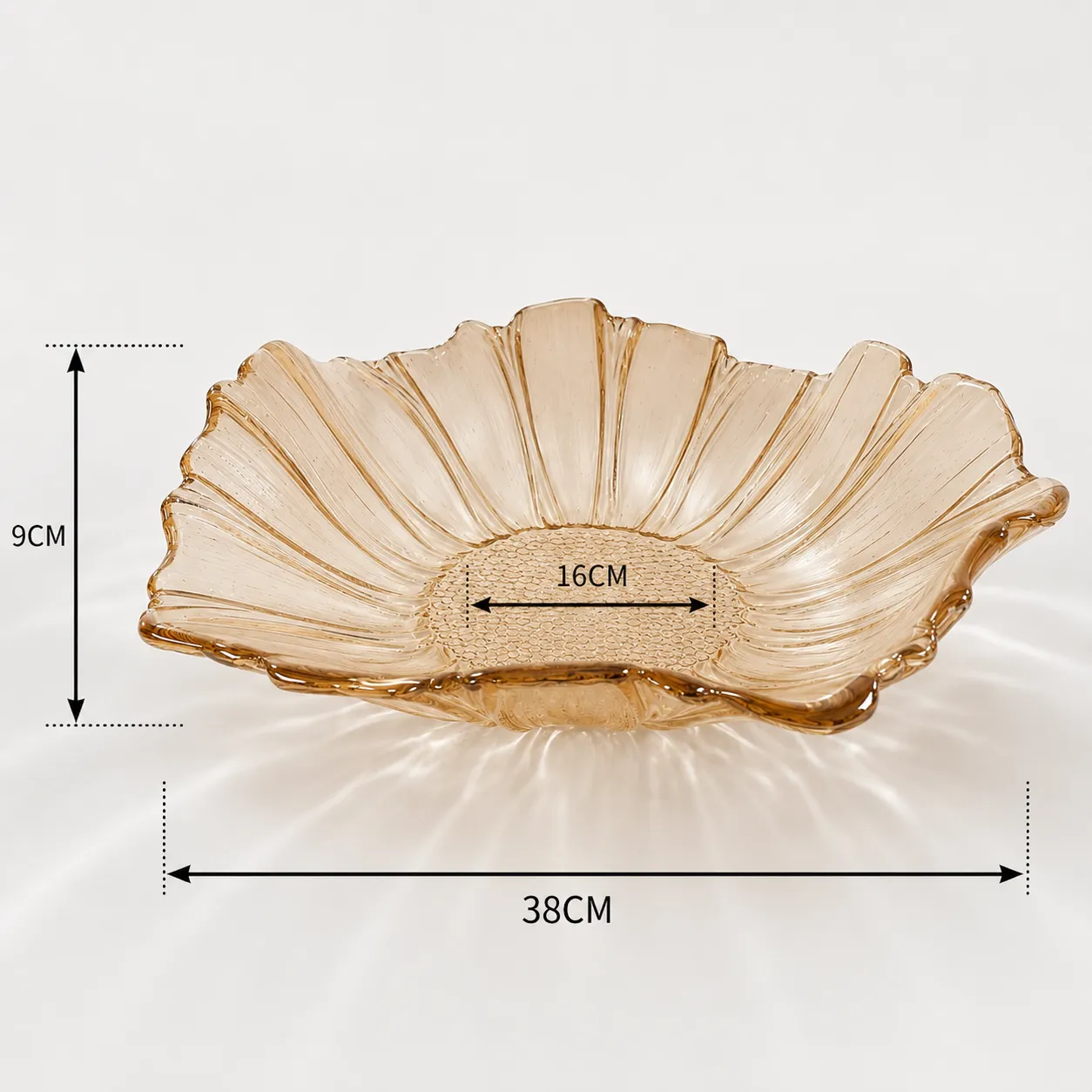 Bandeja de cristal de Murano girasol grande, Ámbar (38*9cm)