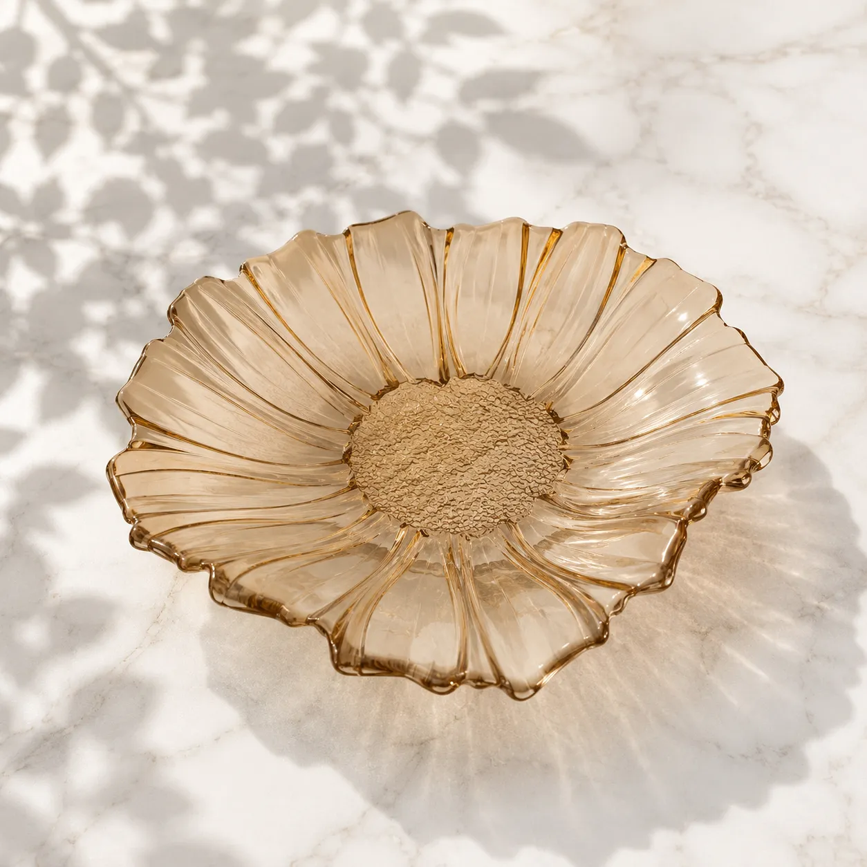 Bandeja de cristal de Murano girasol grande, Ámbar (38*9cm)