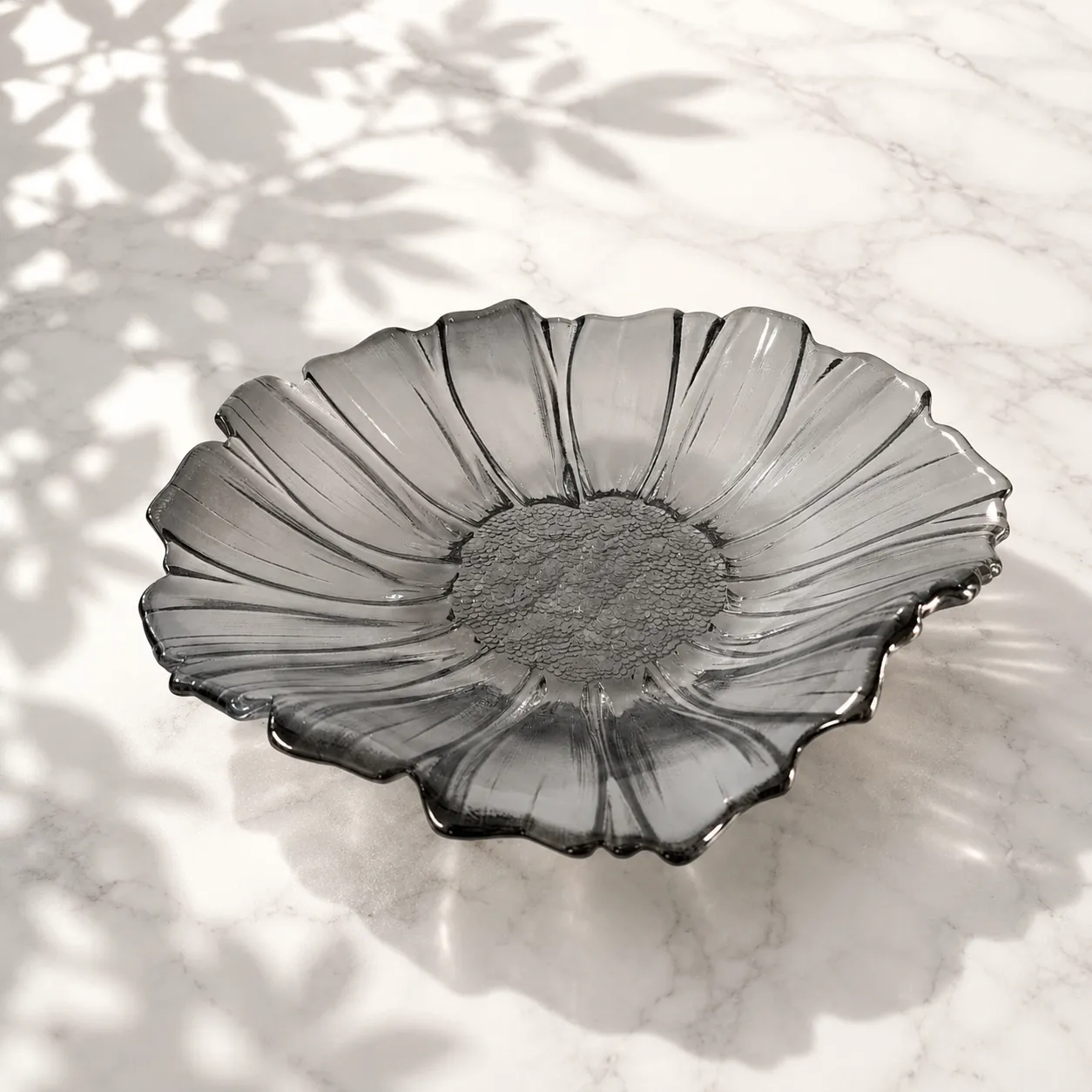 Bandeja de cristal de Murano girasol grande, Humo (38*9cm)