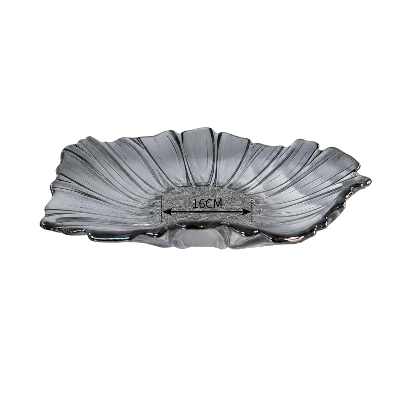 Bandeja de cristal de Murano girasol grande, Humo (38*9cm)