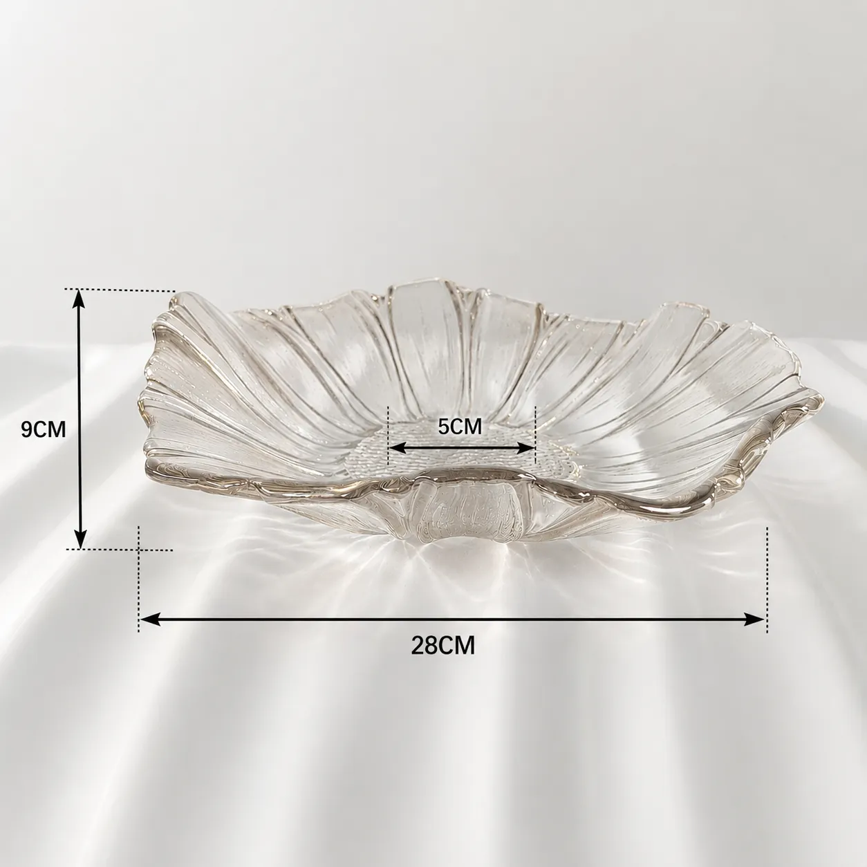 Bandeja de cristal de Murano girasol pequeña, Champagne (28*9cm)