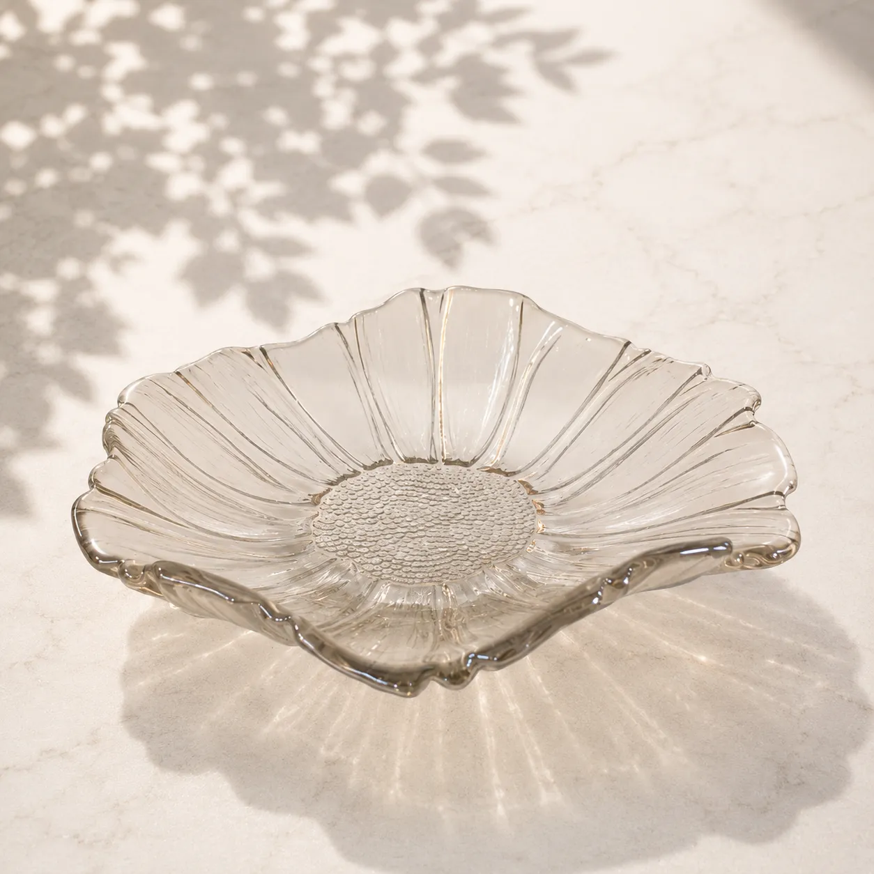 Bandeja de cristal de Murano girasol pequeña, Champagne (28*9cm)