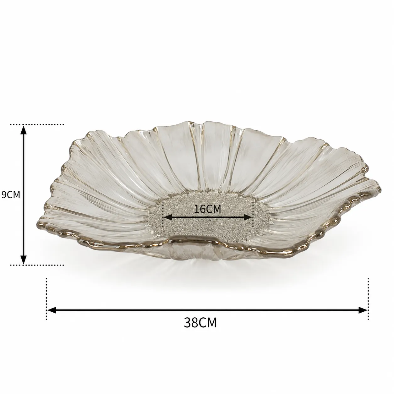 Bandeja de cristal de Murano girasol grande, Champagne (38*9cm)