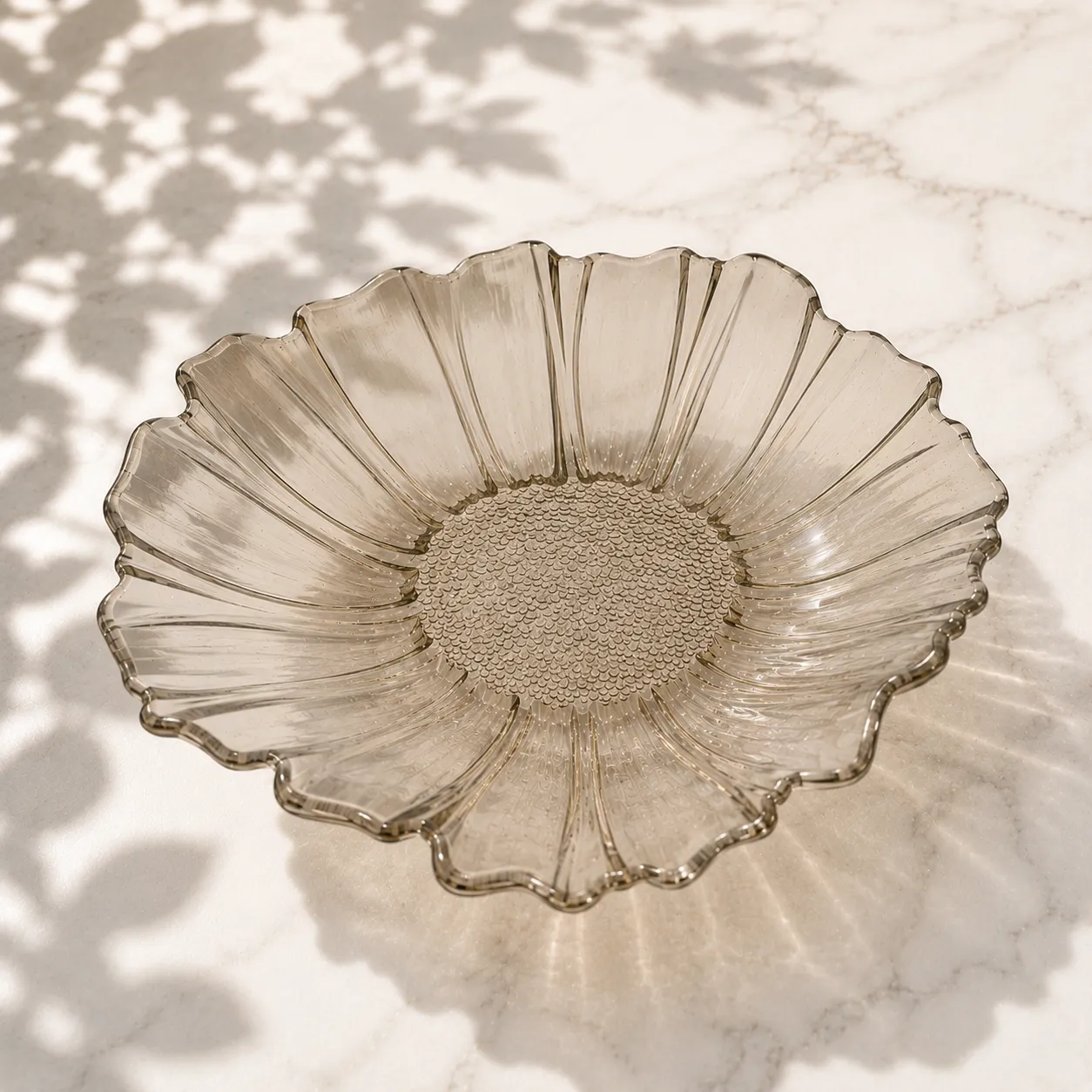 Bandeja de cristal de Murano girasol grande, Champagne (38*9cm)