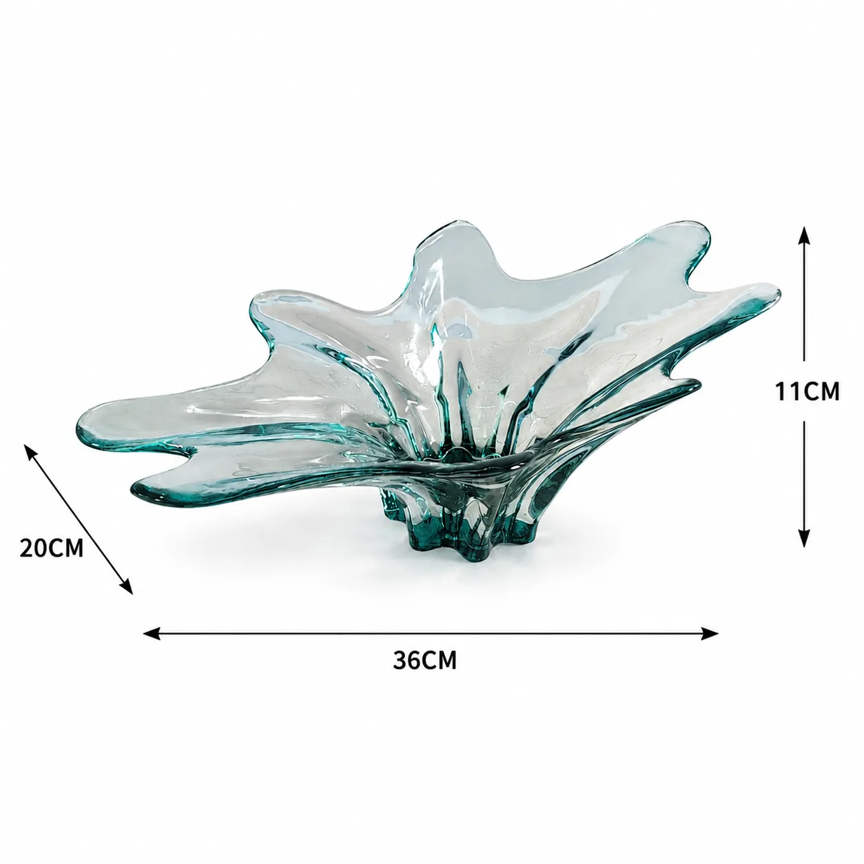 Bandeja de cristal de Murano alargada, Azul (20*11*36cm)