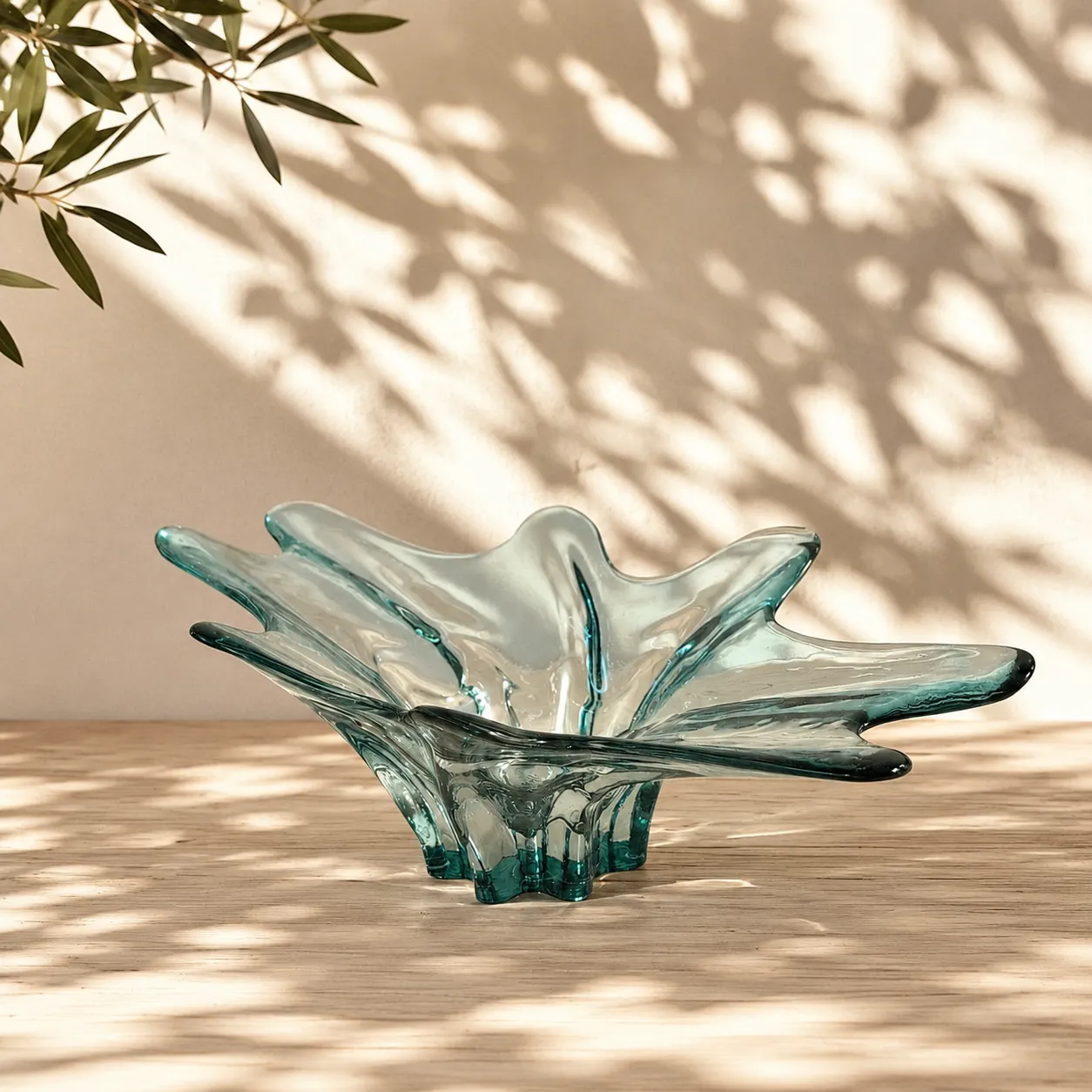 Bandeja de cristal de Murano alargada, Azul (20*11*36cm)