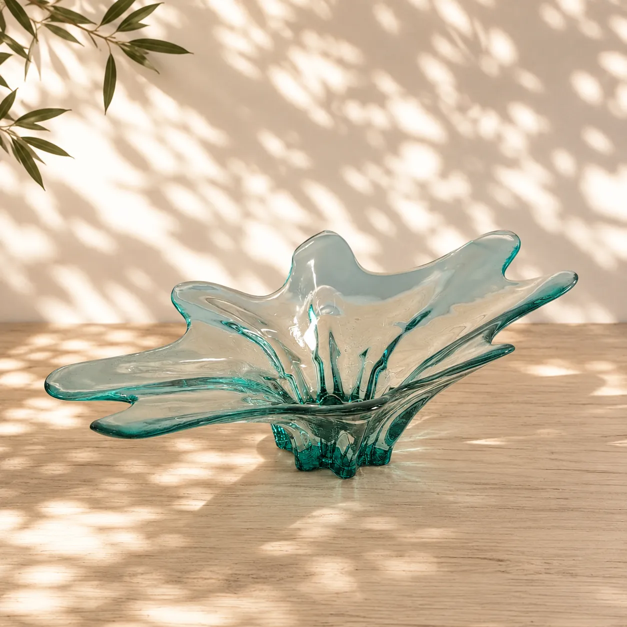 Bandeja de cristal de Murano alargada, Azul (20*11*36cm)