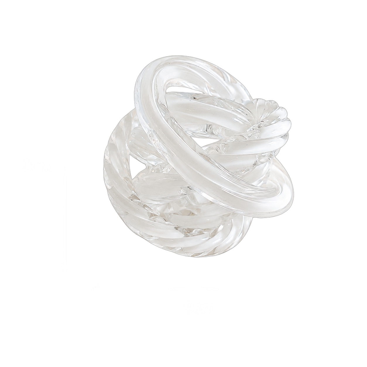 Nudo decorativo de cristal pequeño, Blanco trenzado (9cm)