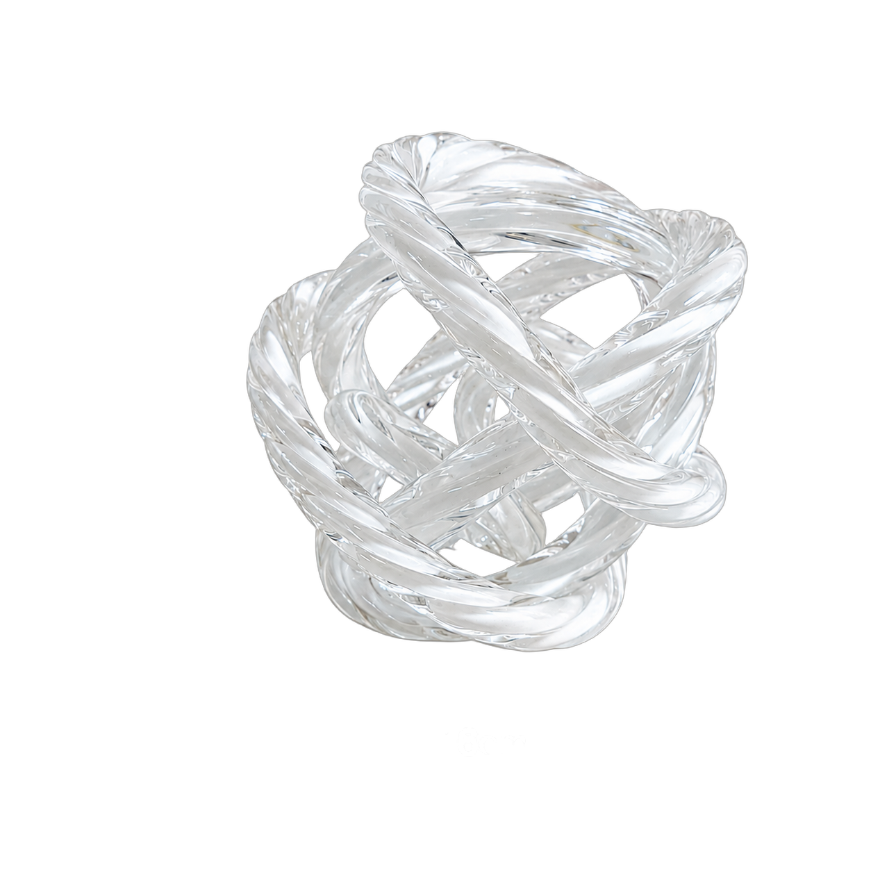Nudo decorativo de cristal grande, Blanco trenzado (16cm)
