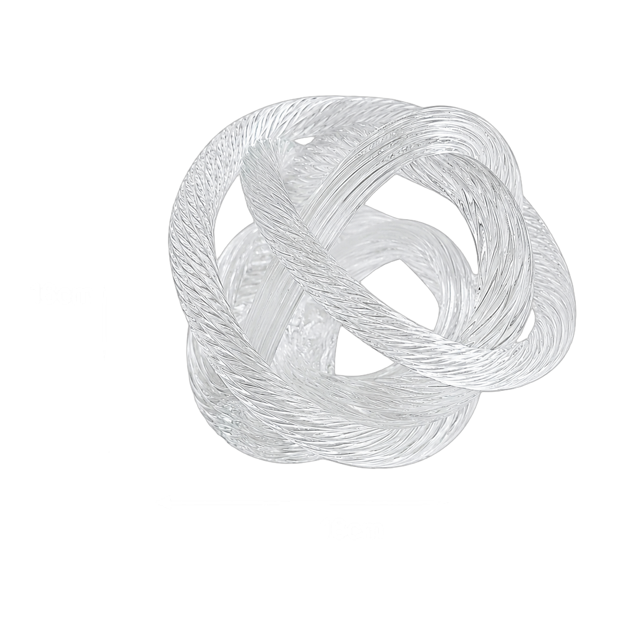 Nudo decorativo de cristal grande, Transparente trenzado (16cm)
