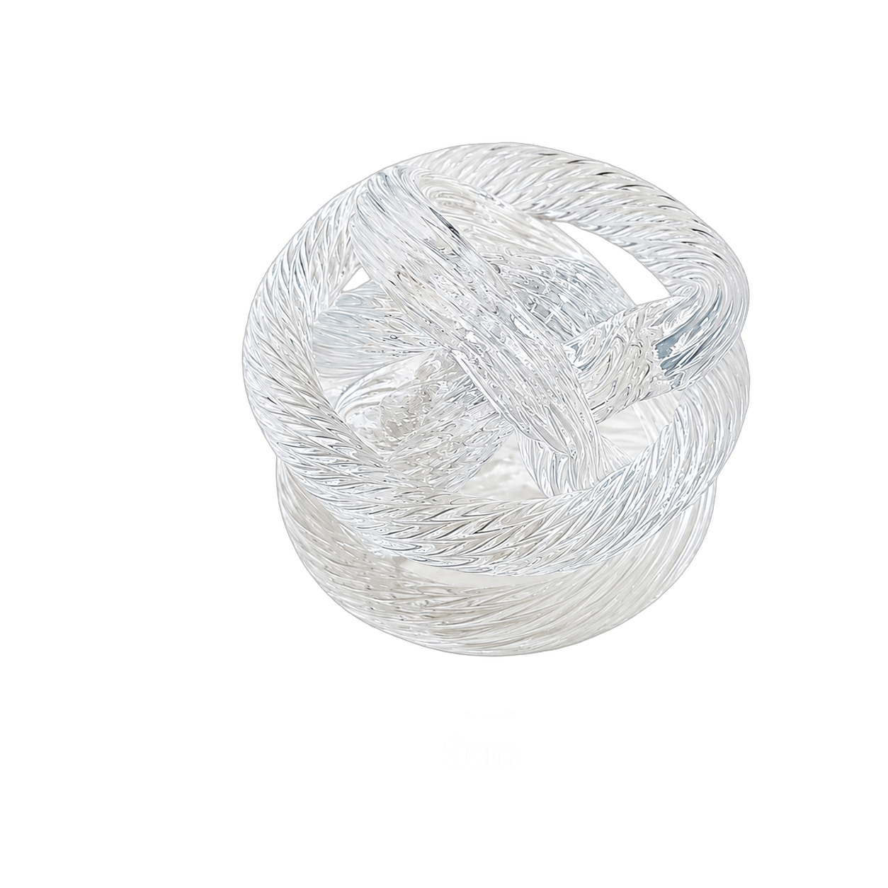 Nudo decorativo de cristal pequeño, Transparente trenzado (9cm)