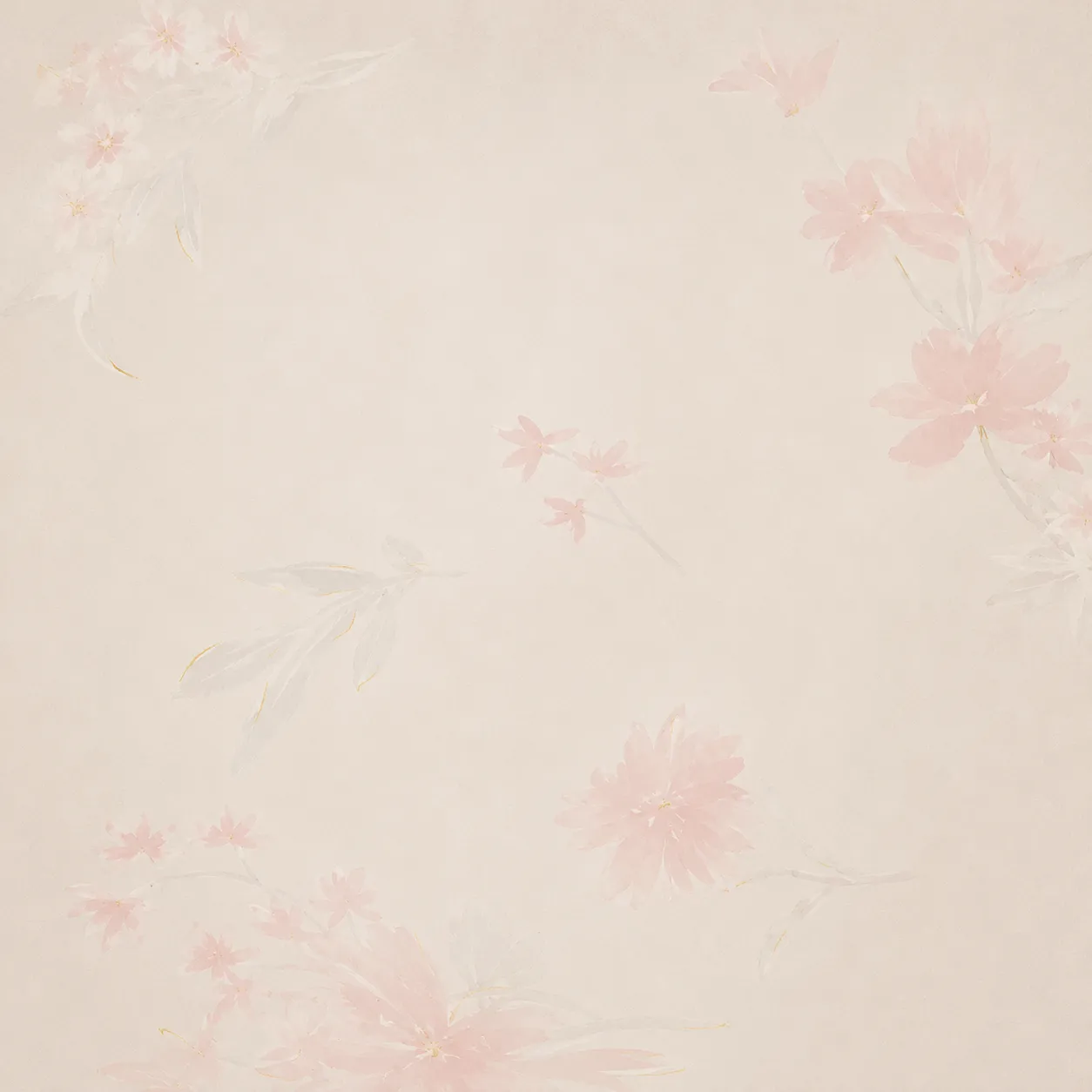 Papel tapiz floral delicado, Beige y rosado (053*10M)