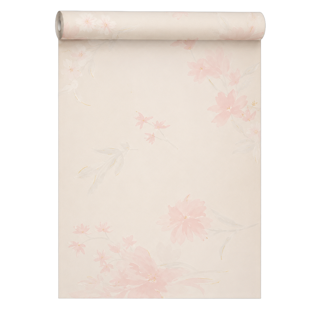 Papel tapiz floral delicado, Beige y rosado (053*10M)